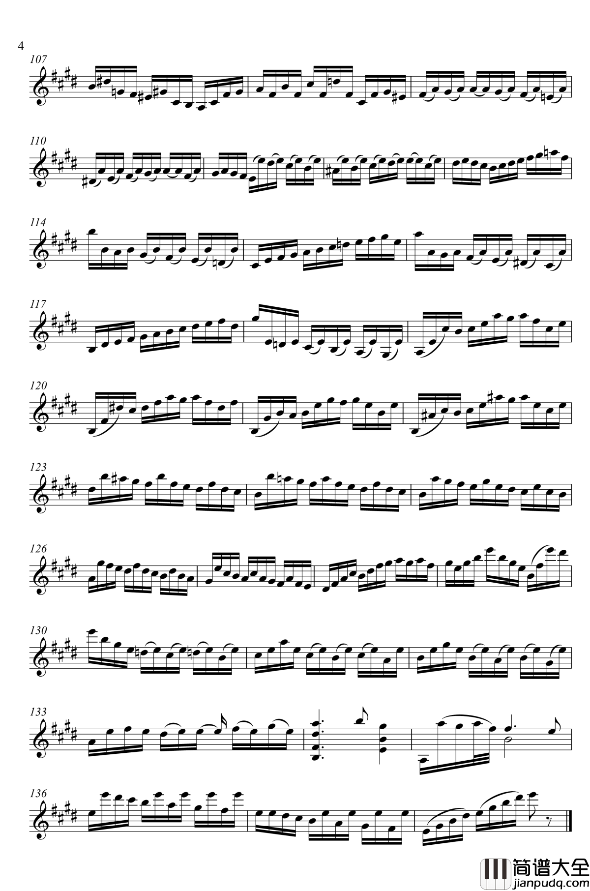 第3号无伴奏小提琴组曲钢琴谱_前奏曲_巴赫