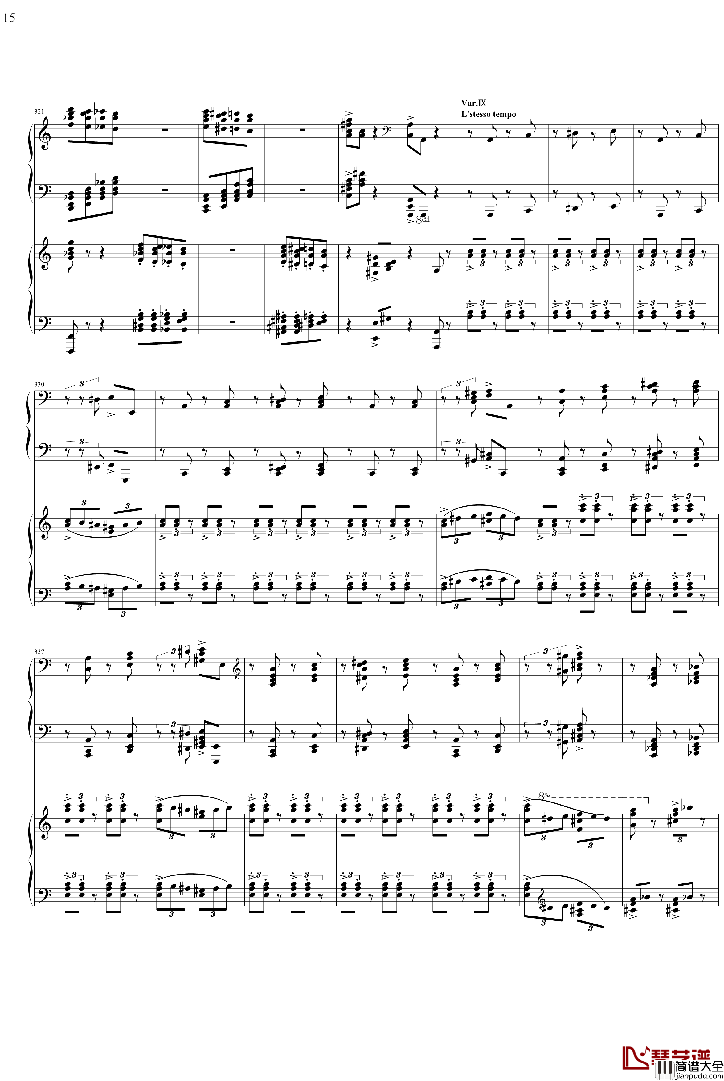 帕格尼主题狂想曲钢琴谱_1~10变奏_拉赫马尼若夫