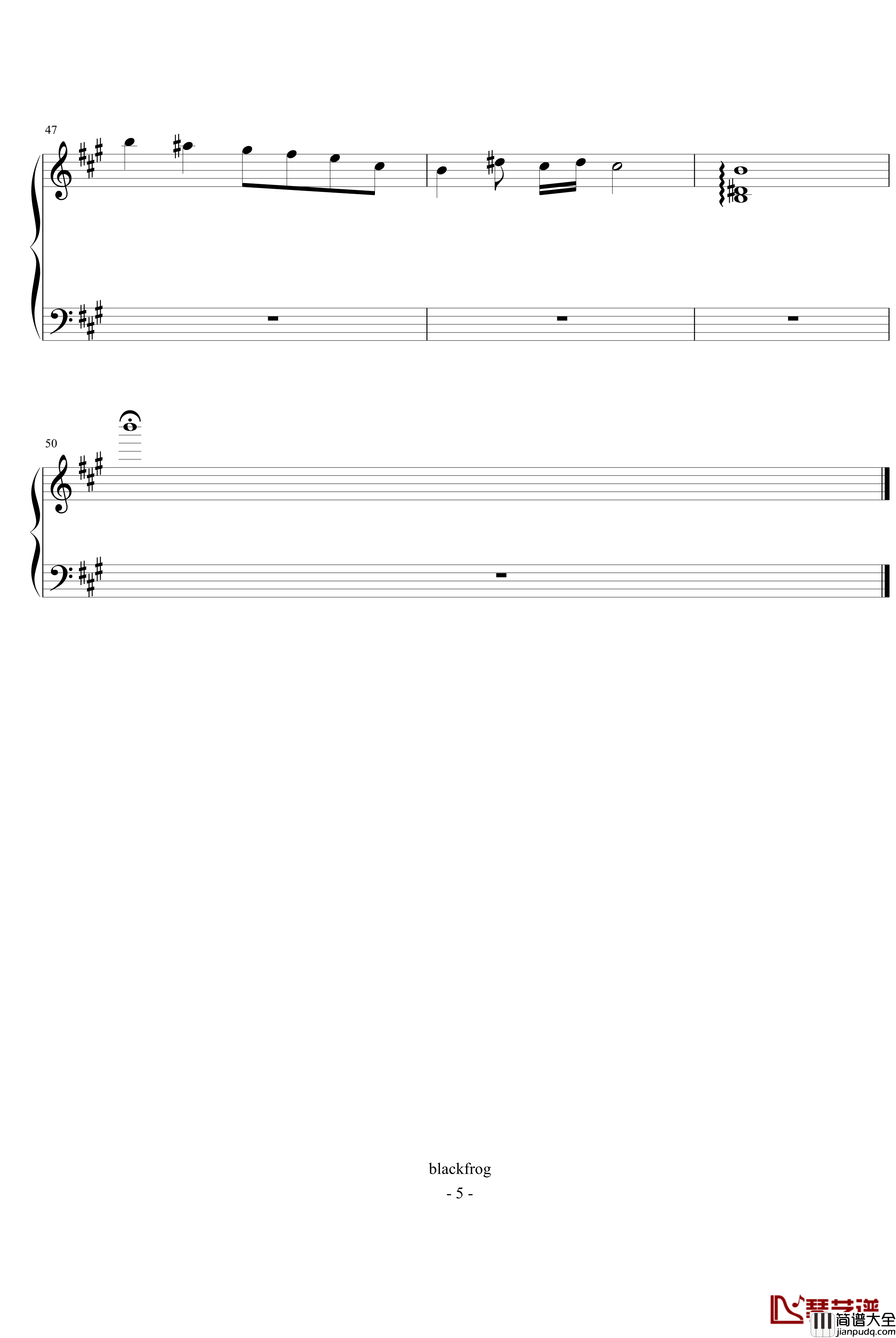 不准分手钢琴谱_blackfrog