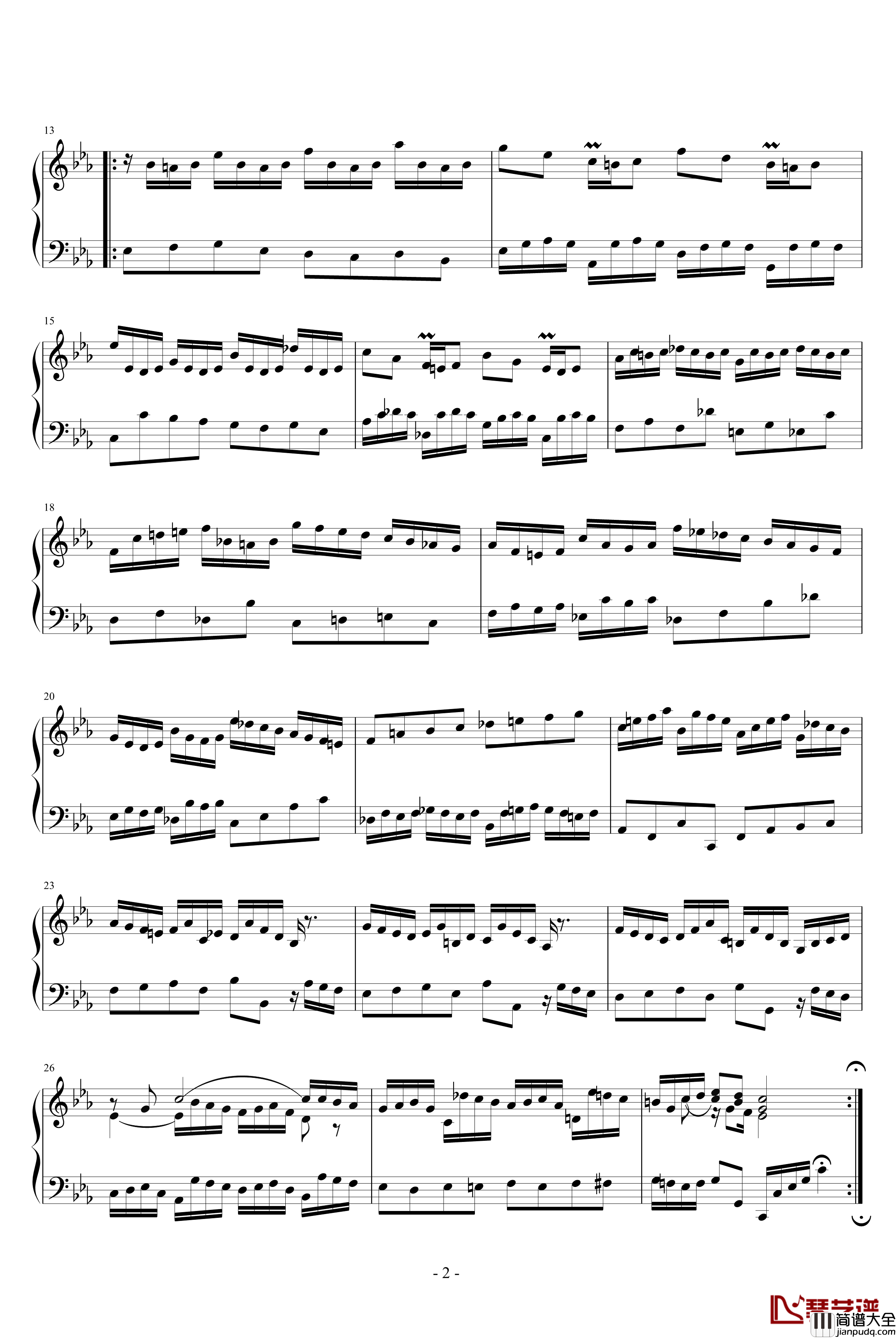 c小调前奏曲与赋格钢琴谱_第二册_巴赫_P.E.Bach