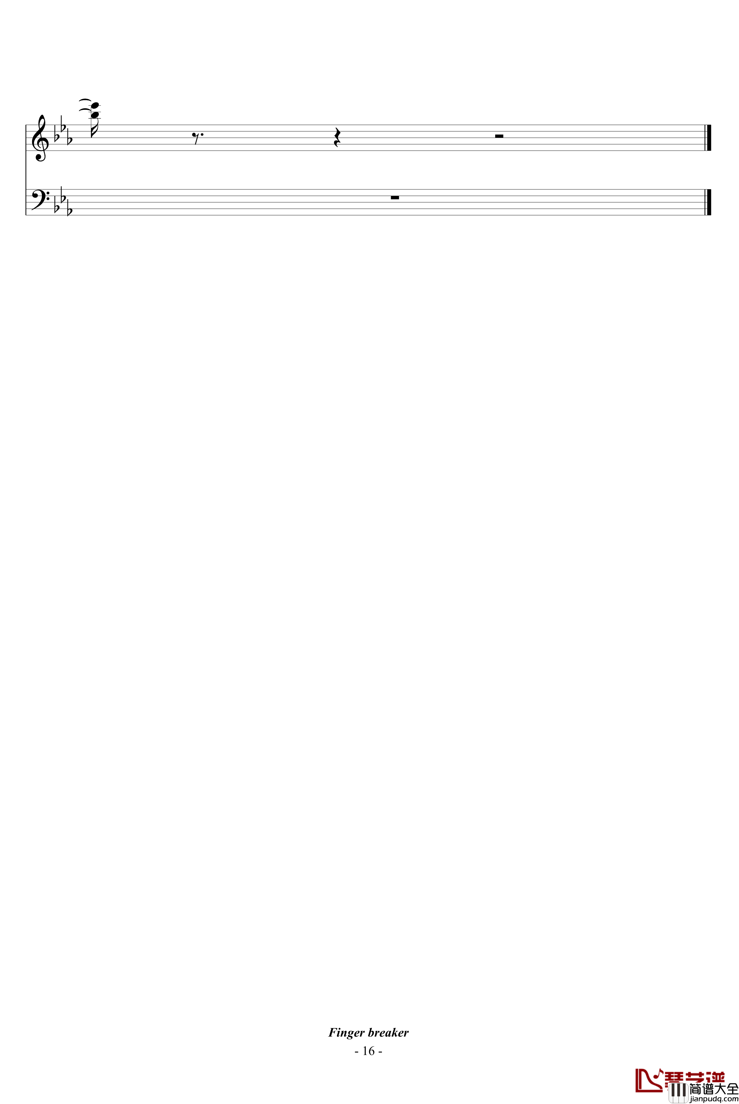 Finger_Breaker钢琴谱_爵士_海上钢琴师