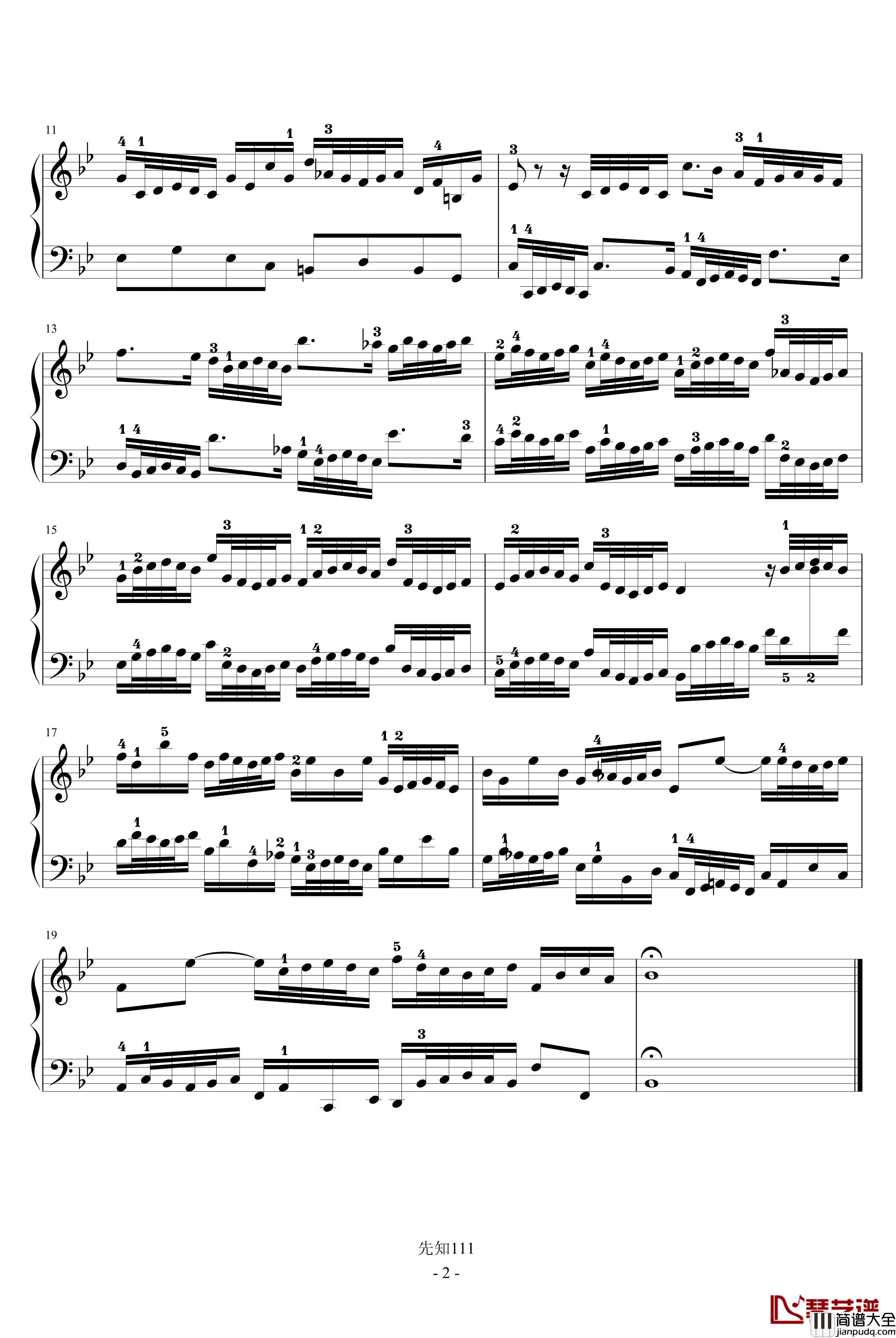 二部创意曲NO.14钢琴谱_有指法_巴赫_P.E.Bach