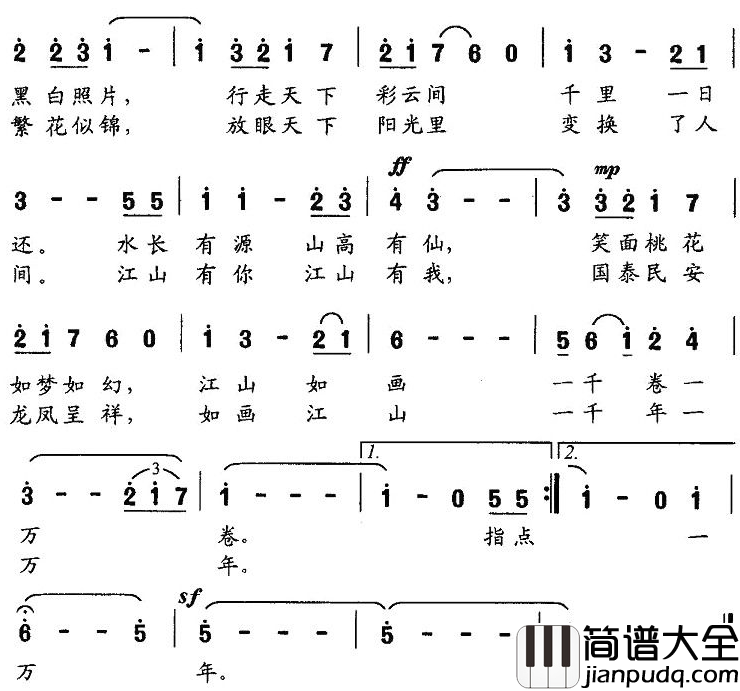 如画江山简谱_谭晶演唱