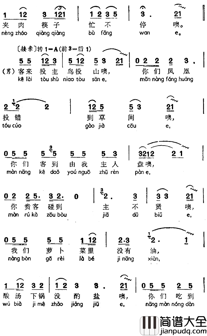 姐妹送上你家门简谱_声萨当秋、苗族接亲歌调