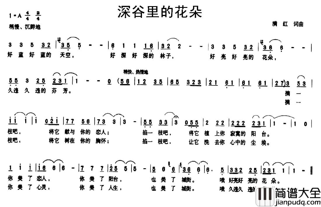 深谷里的花朵简谱_