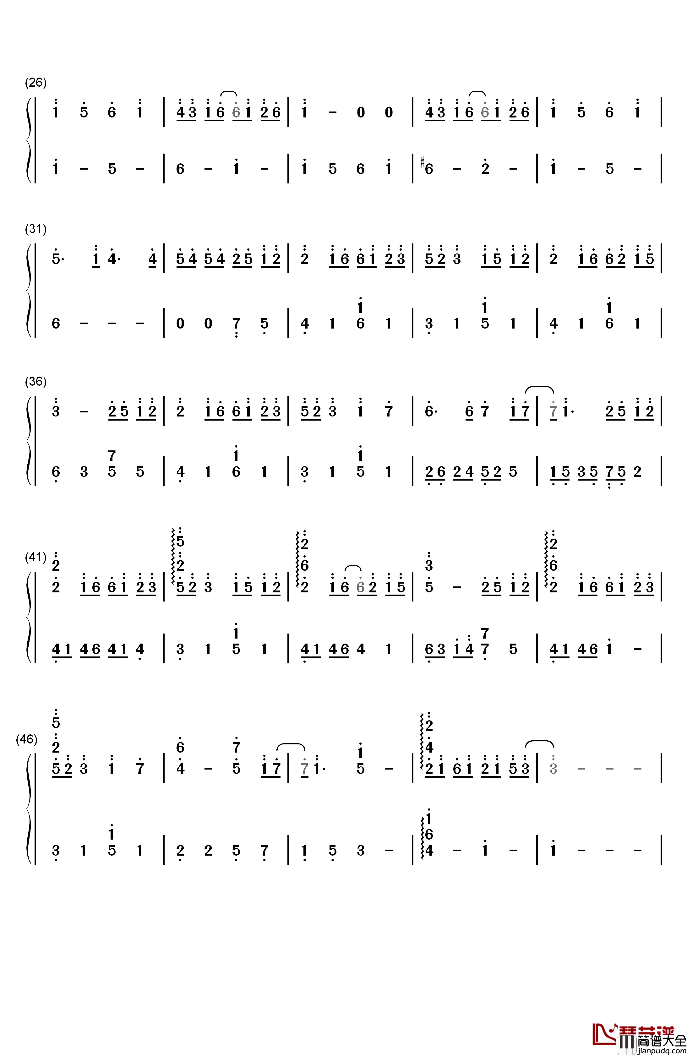 だんご大家族钢琴简谱_数字双手_茶太