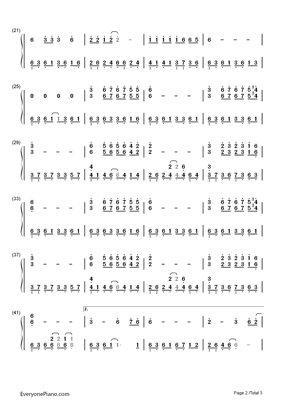 家乡钢琴简谱_数字双手_韩红