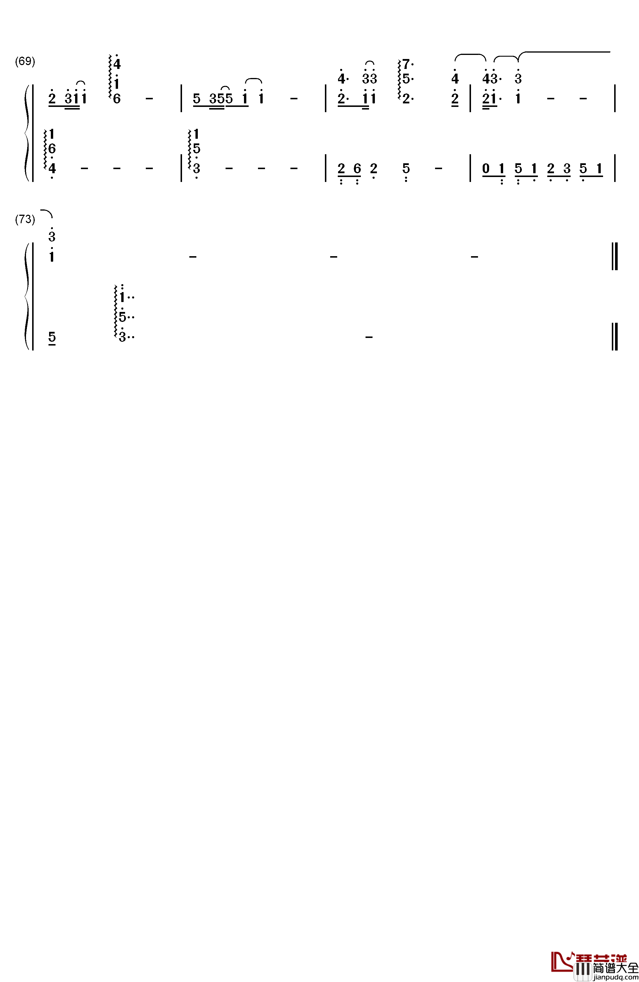 一念之间钢琴简谱_数字双手_张杰__莫文蔚