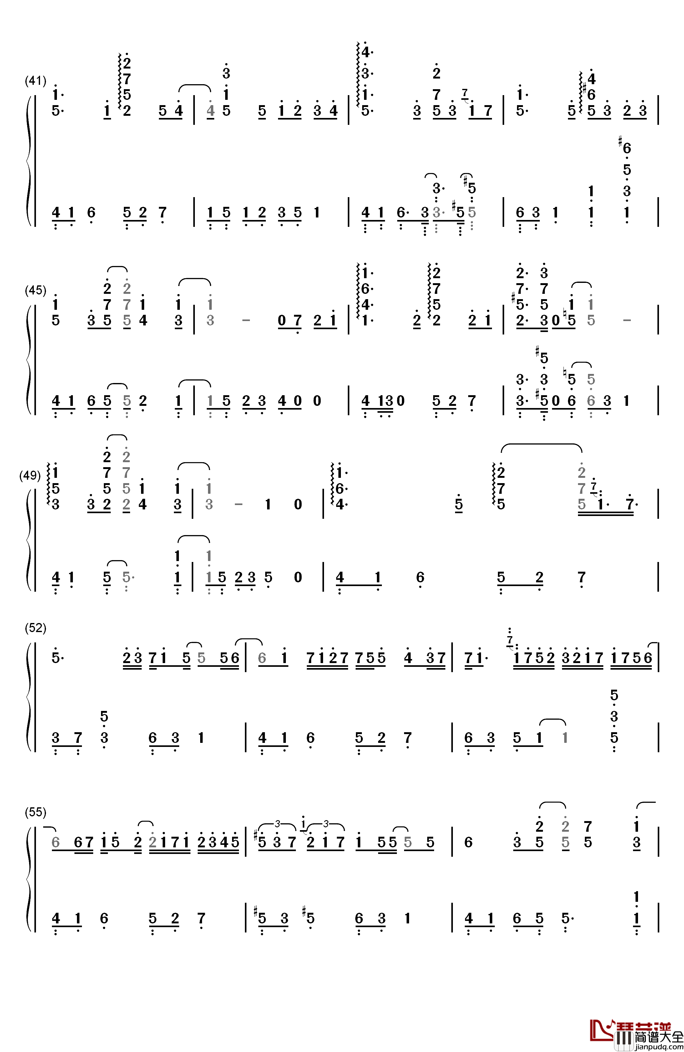 Pianissimo钢琴简谱_数字双手_初音ミク