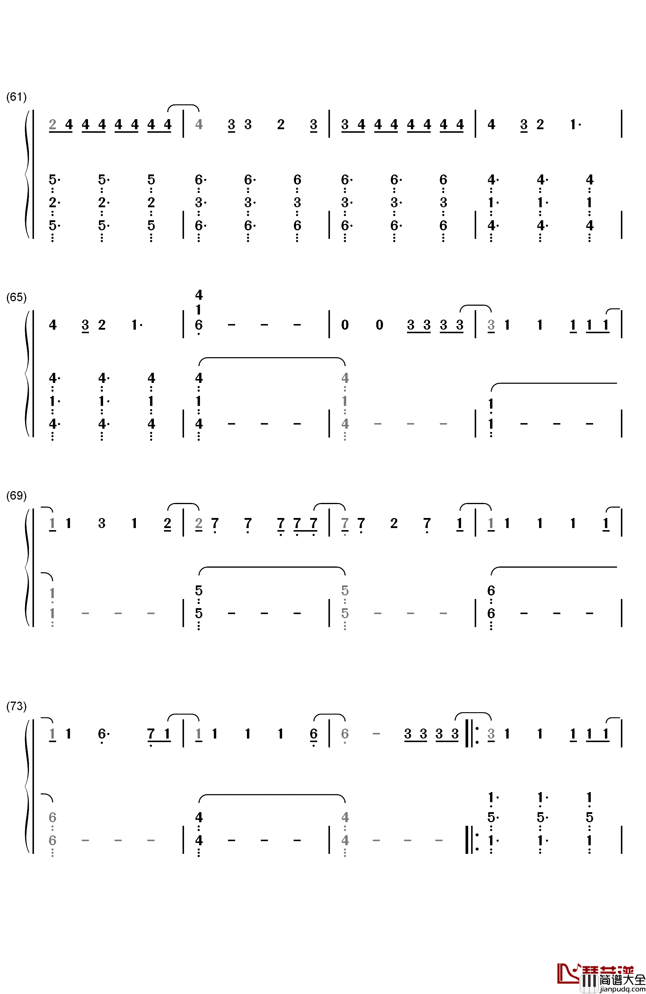 Heartbeat_Song钢琴简谱_数字双手_Kelly_Clarkson