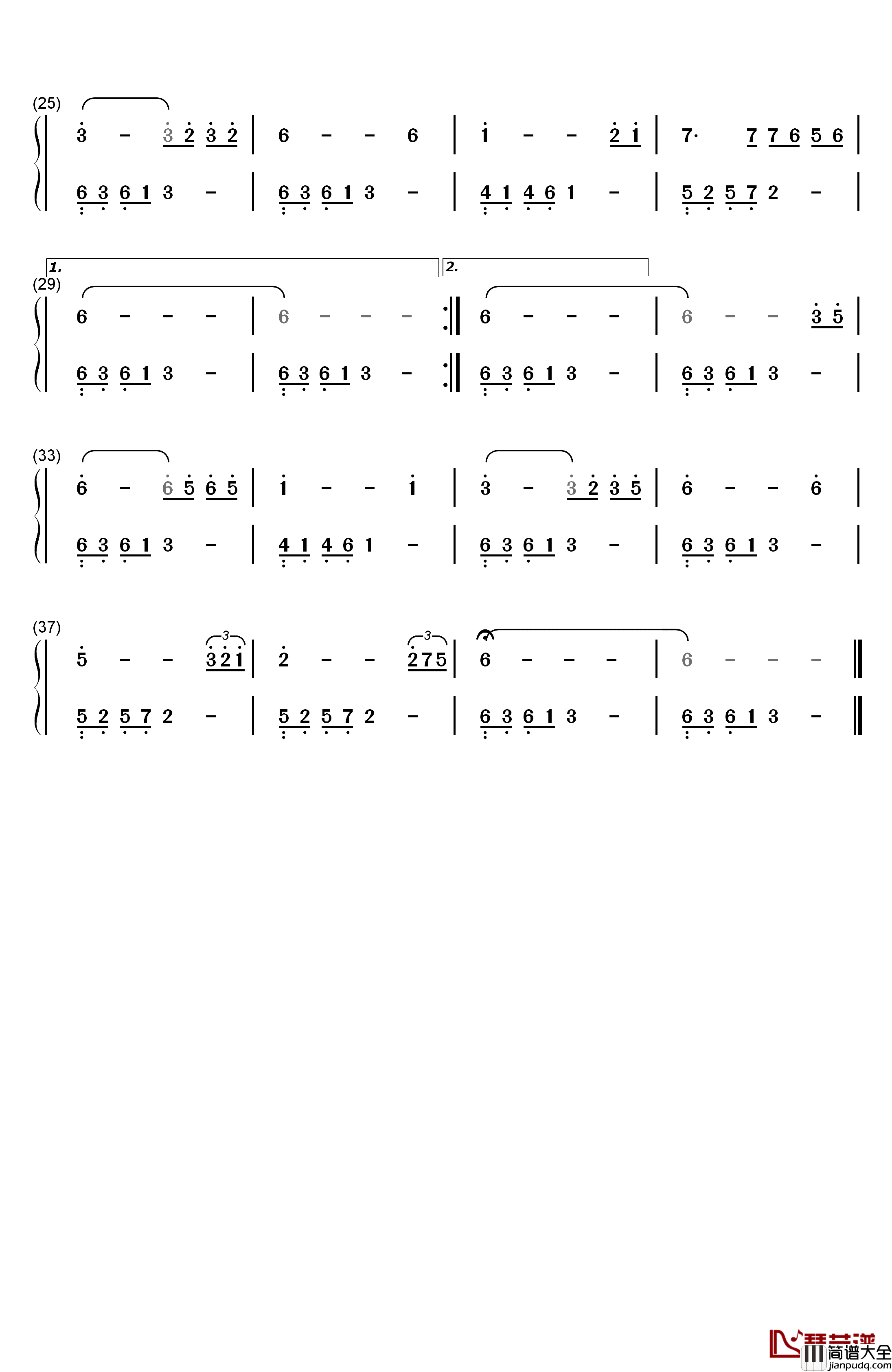 三月里的小雨钢琴简谱_数字双手_刘文正