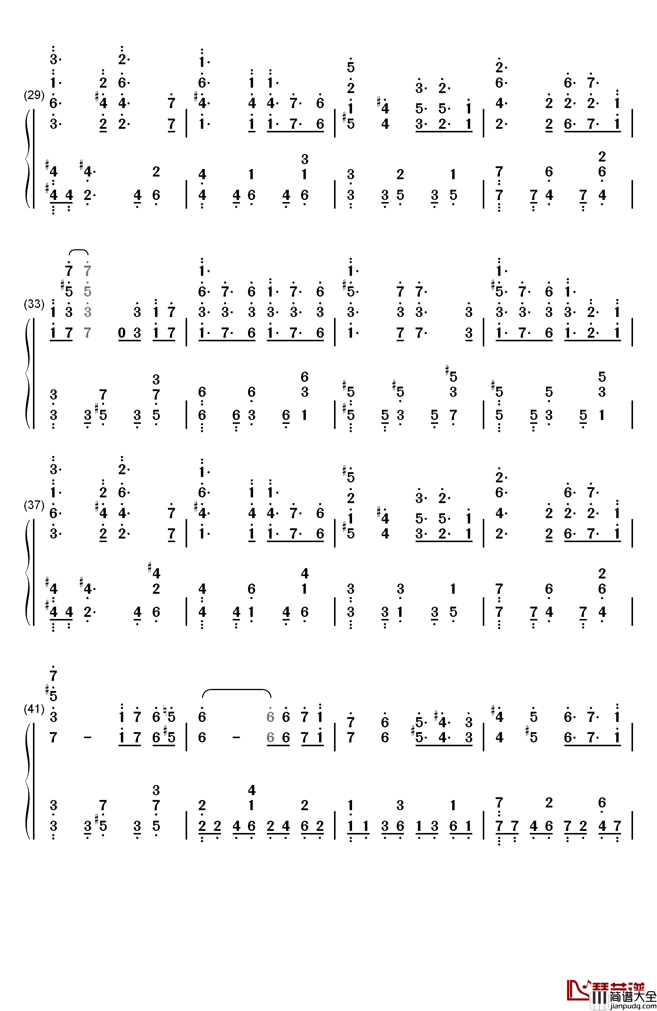 アイリス钢琴简谱_数字双手_蓝井艾露