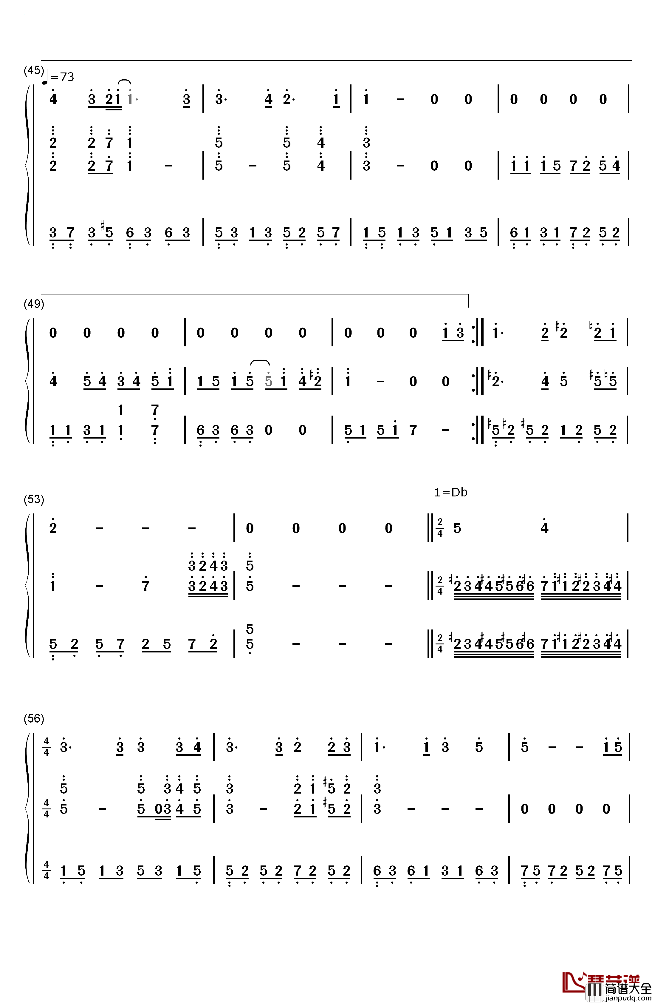 轨迹钢琴简谱_数字双手_周杰伦