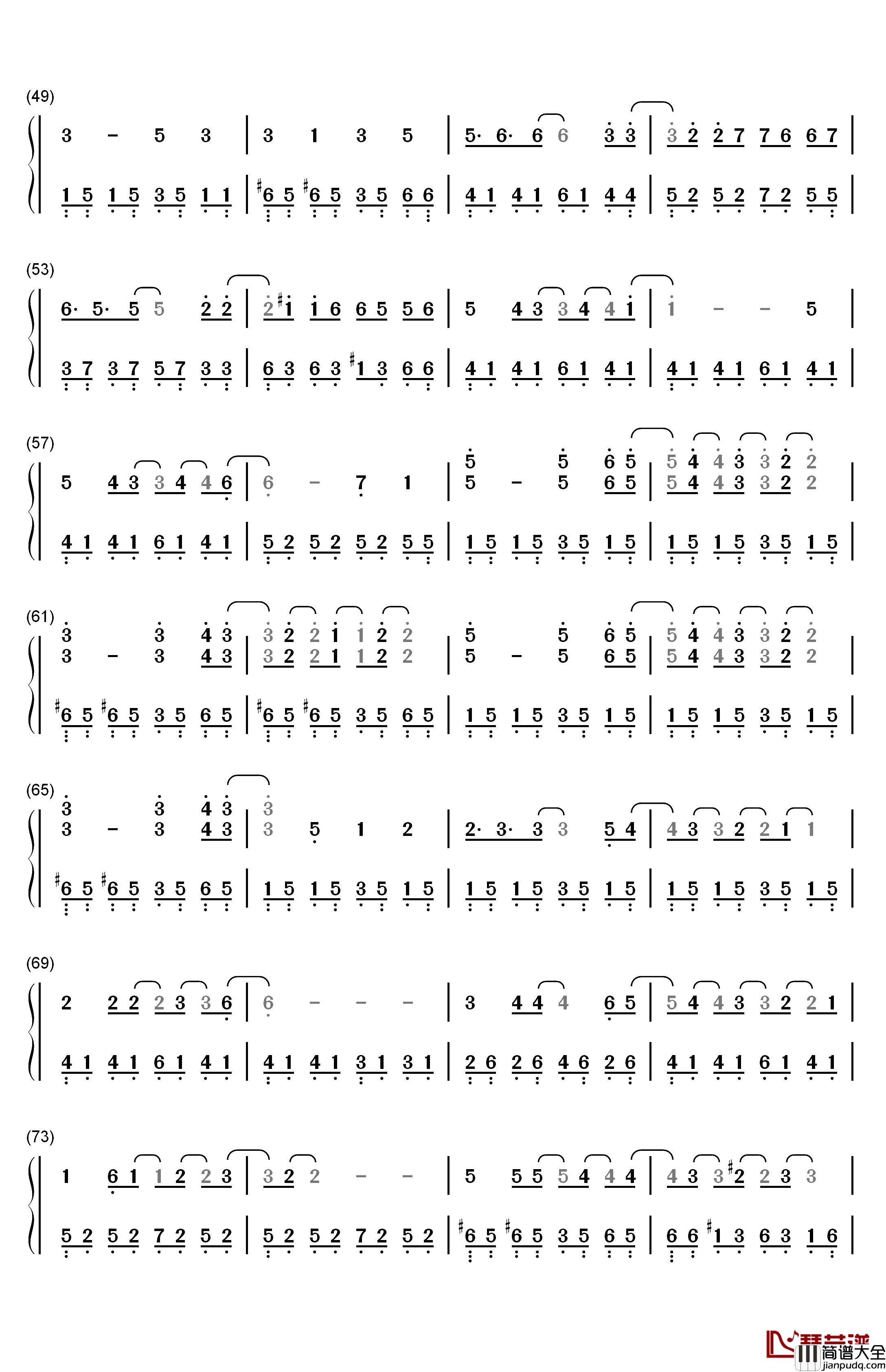 喜帖街钢琴简谱_数字双手_谢安琪