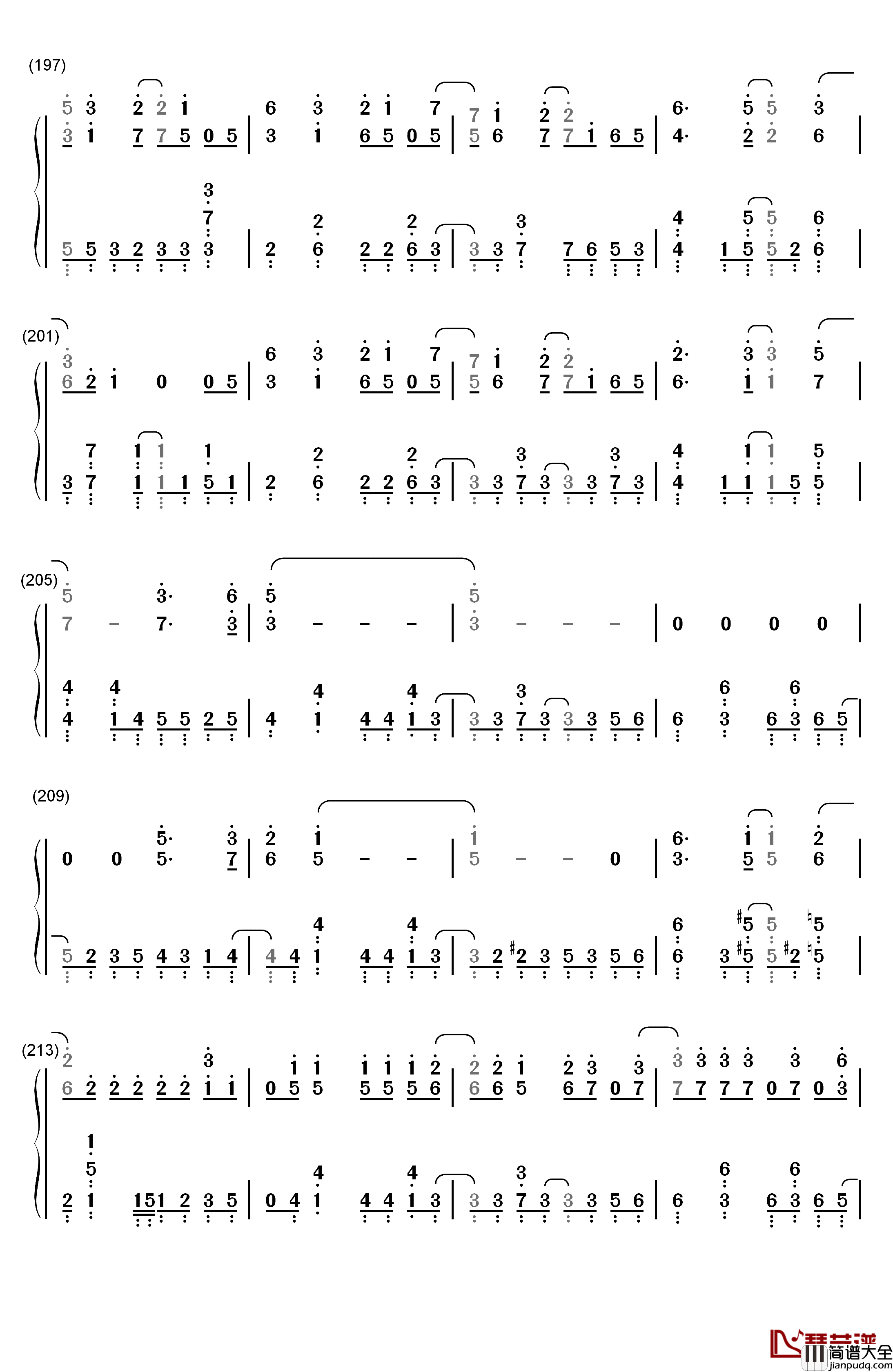 ロスタイムメモリー钢琴简谱_数字双手_IA