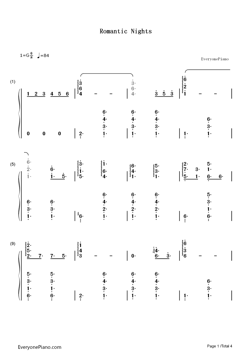 Romantic_Nights钢琴简谱_数字双手_Pete_Calandra