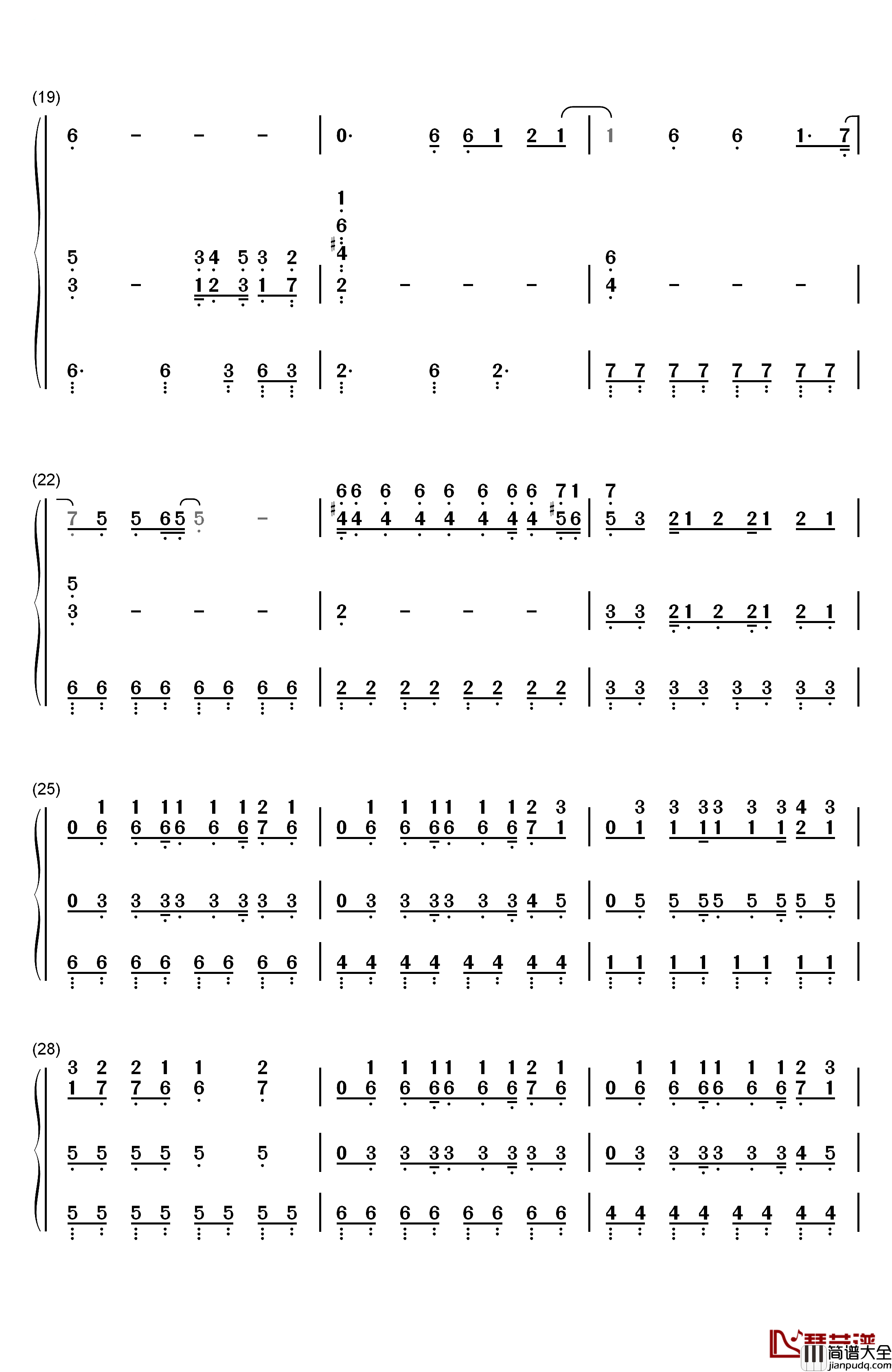 生命之风钢琴简谱_数字双手_SNH48