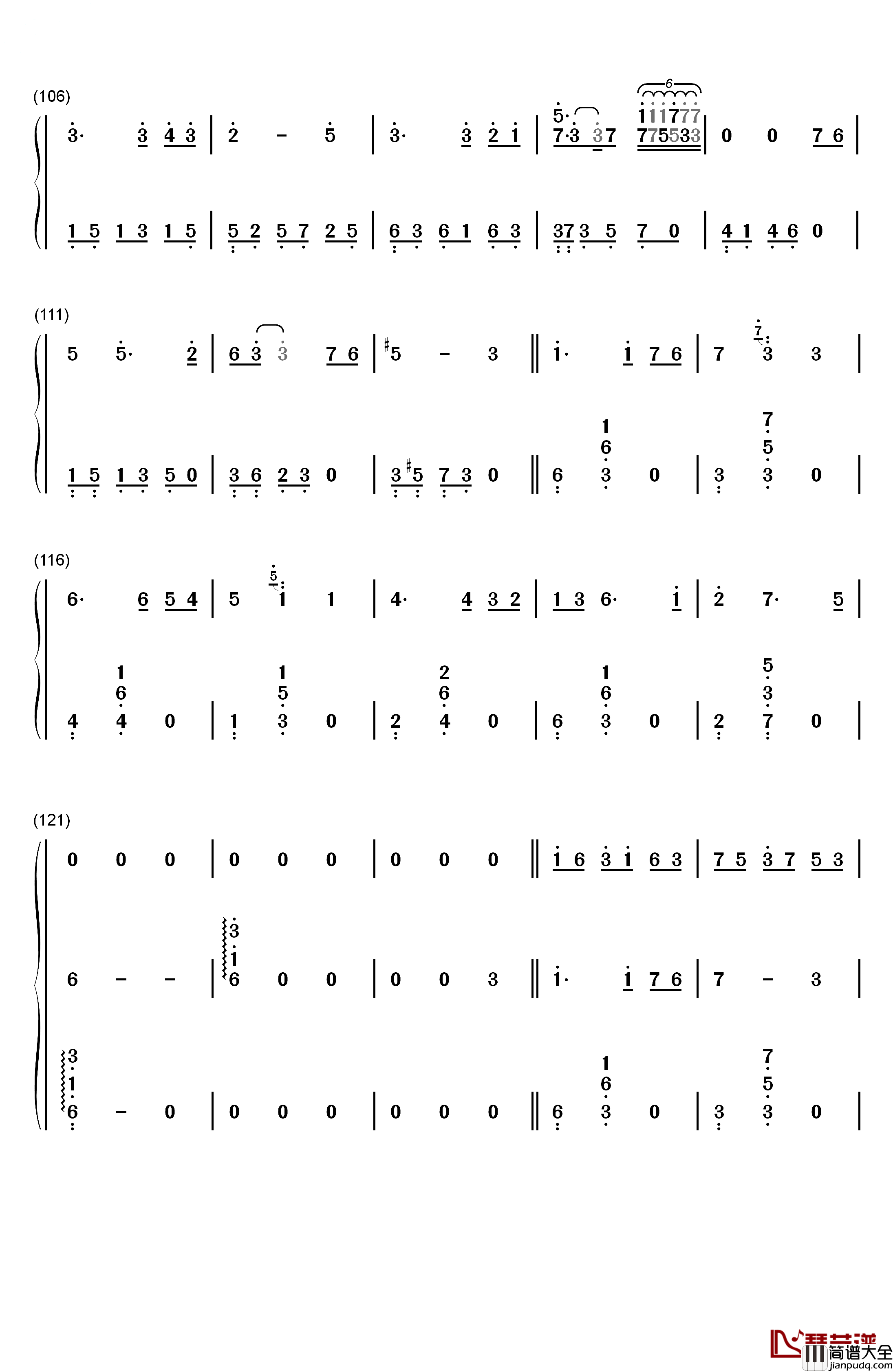 别了夏天钢琴简谱_数字双手_手嶌葵