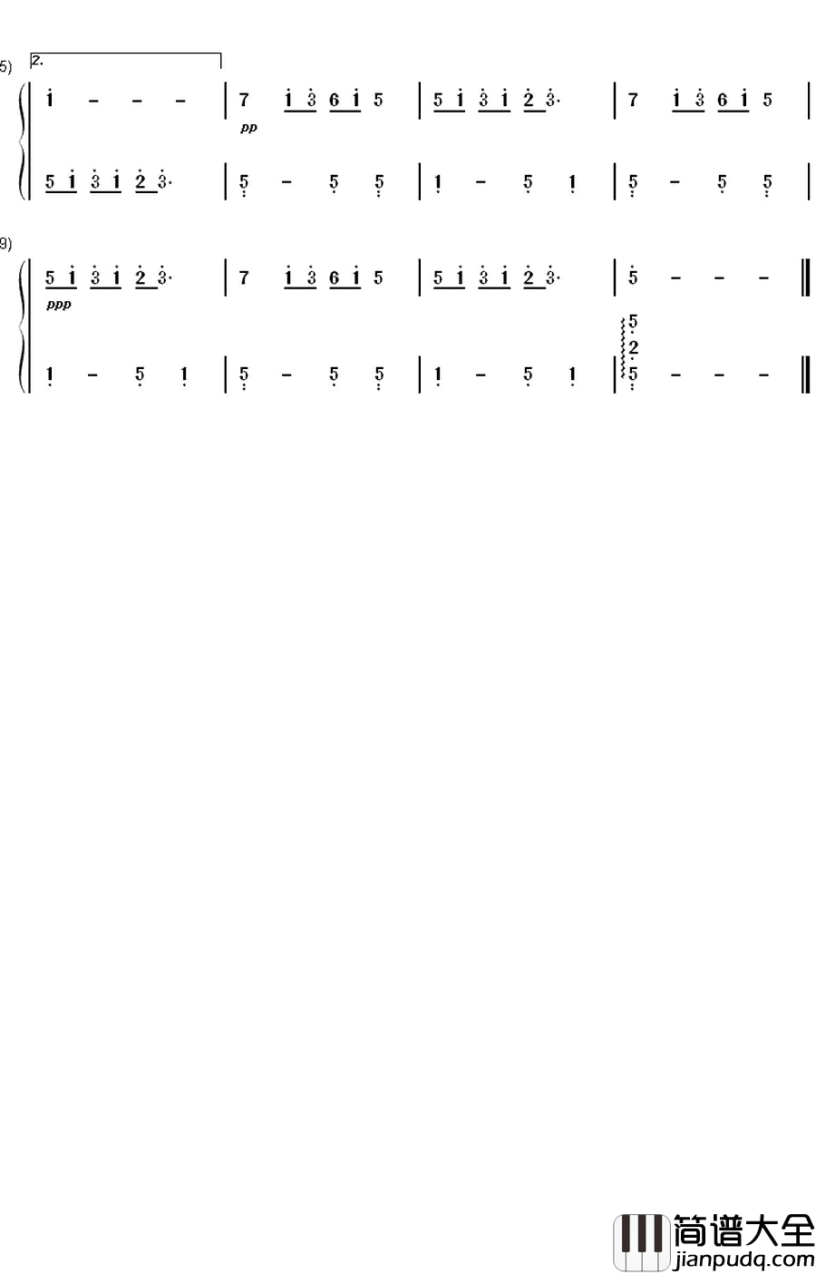 给你们钢琴简谱_数字双手_张宇