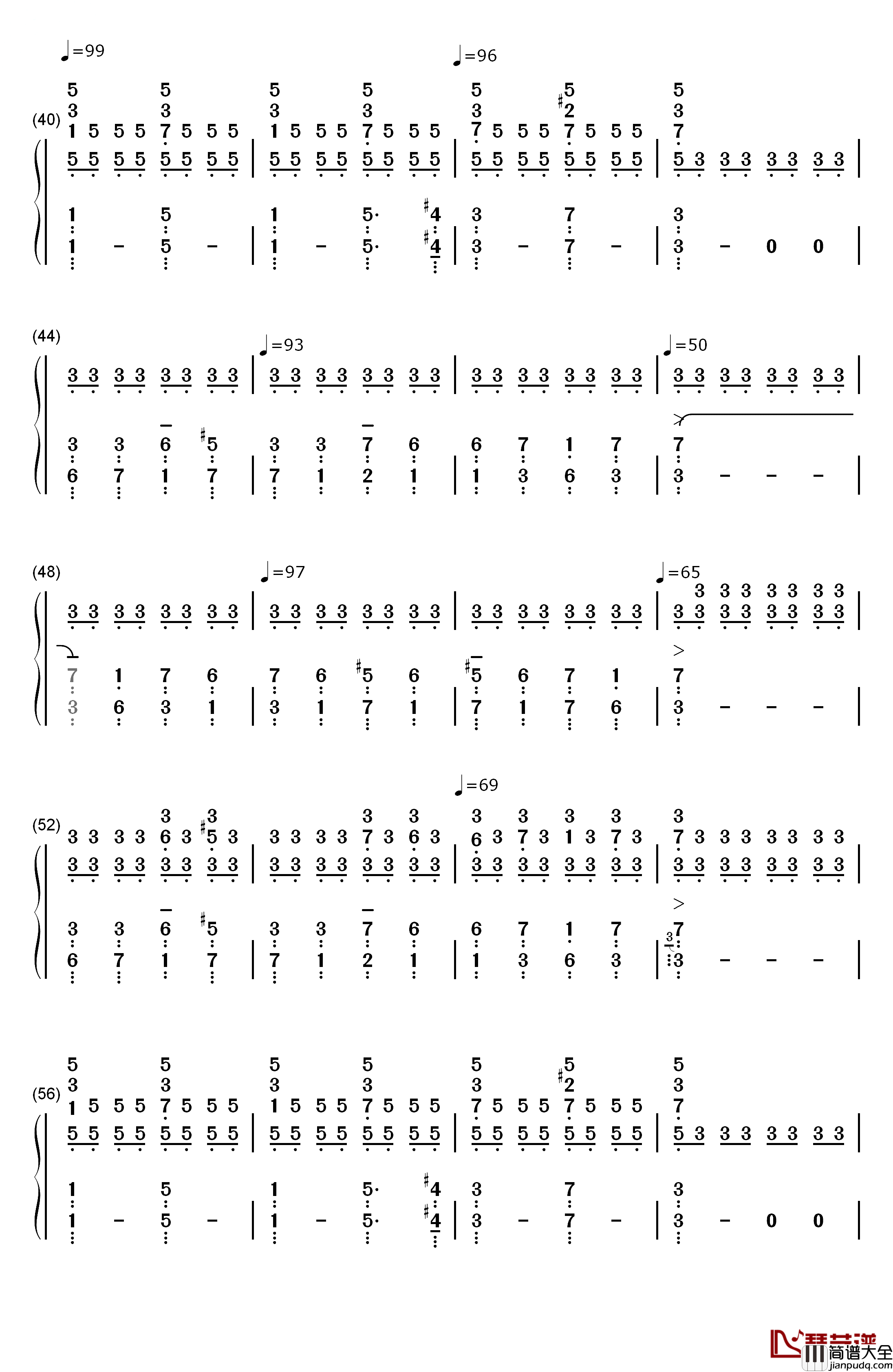 雨滴前奏曲钢琴简谱_数字双手_肖邦