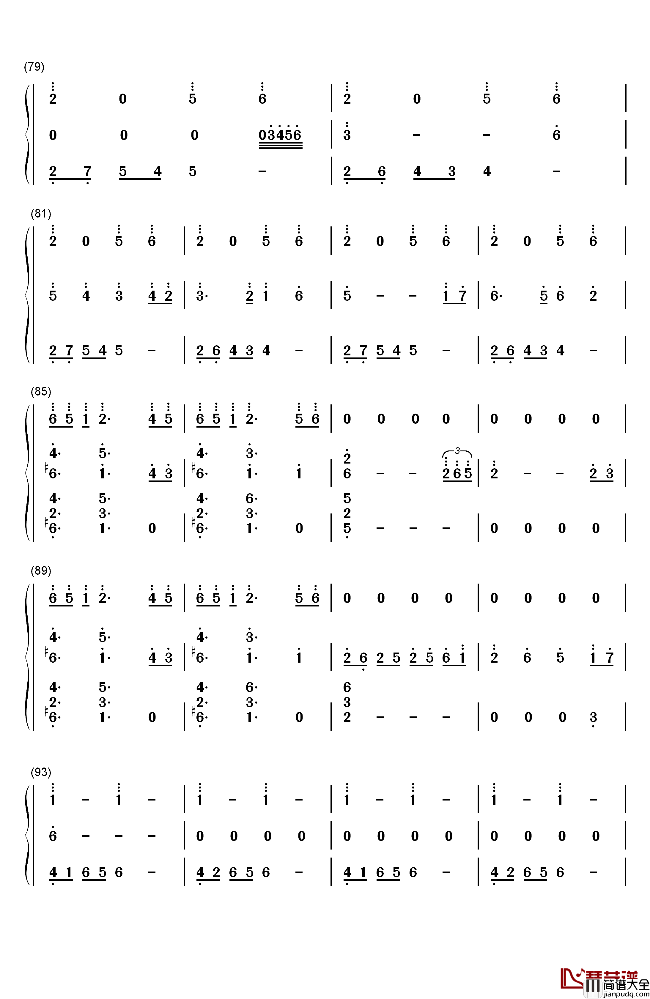 花儿落了钢琴简谱_数字双手_林海