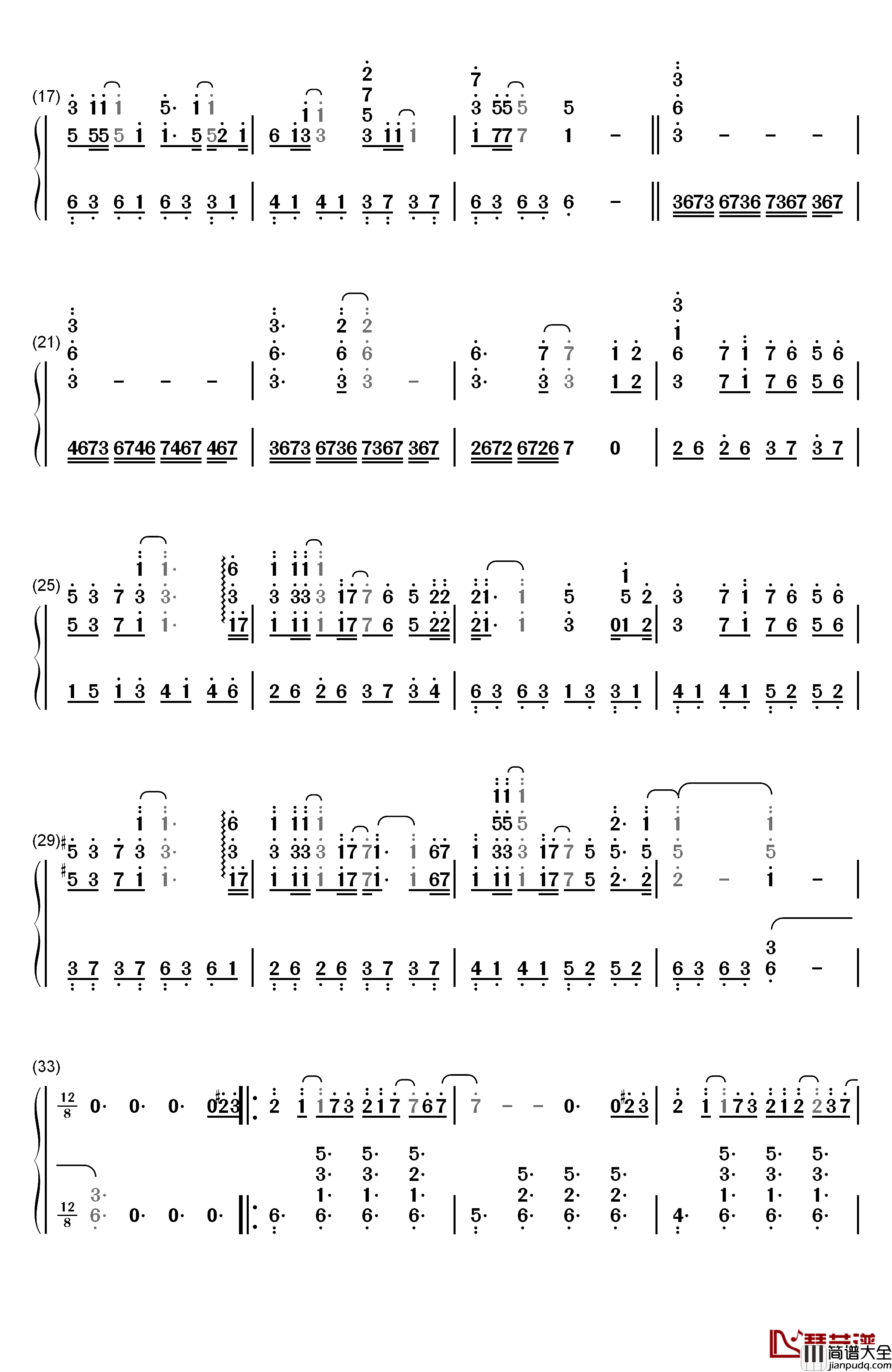 Itsuka钢琴简谱_数字双手_泽野弘之