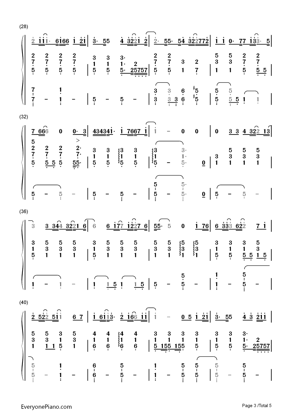 第一首情歌钢琴简谱_数字双手_汪苏泷