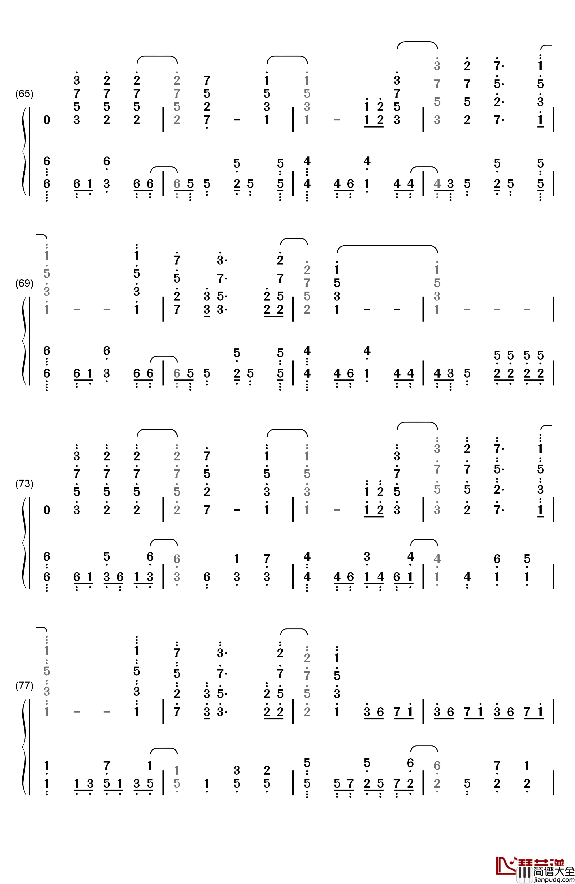 Signal钢琴简谱_数字双手_TK_from_凛として时雨