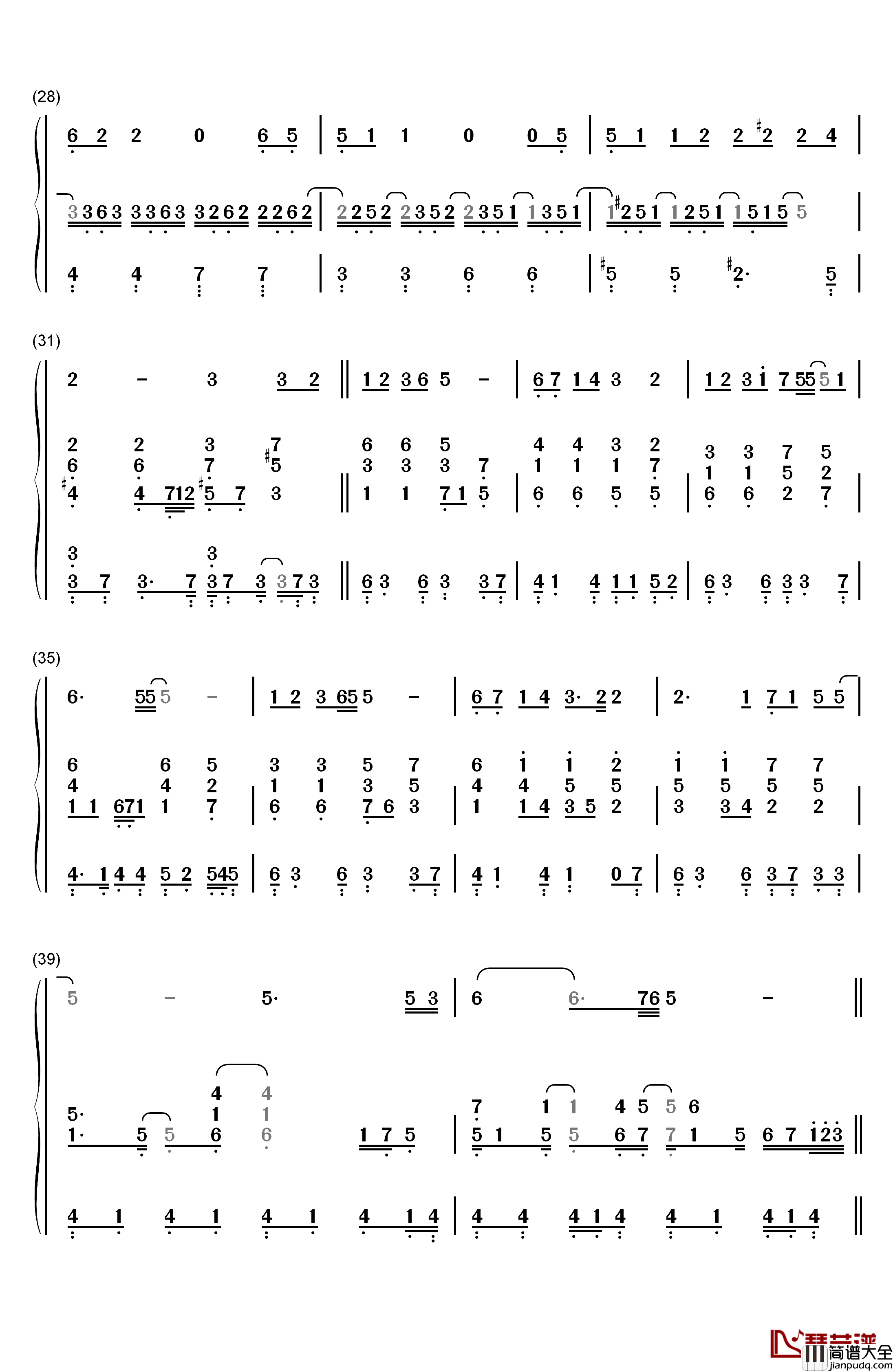 时光倒流伴奏钢琴简谱_数字双手_LYn