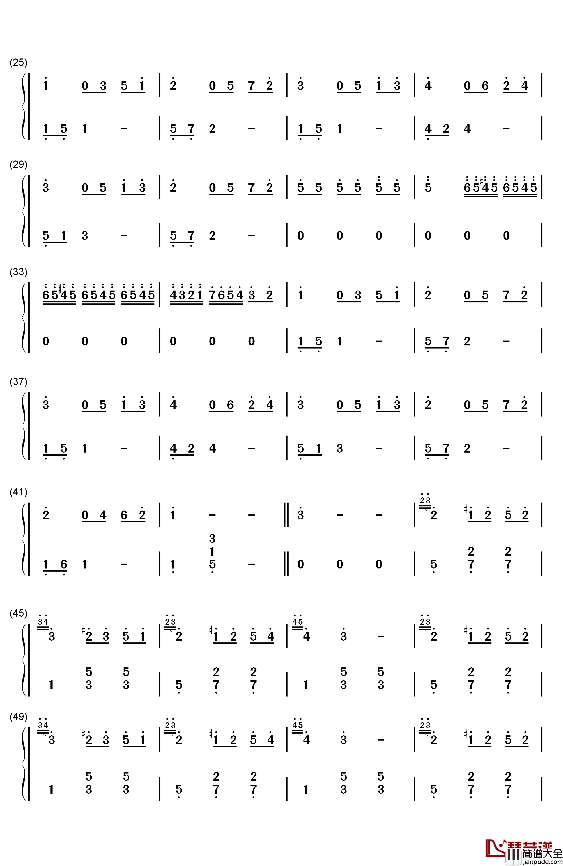 憧れの非日常钢琴简谱_数字双手_吉森信