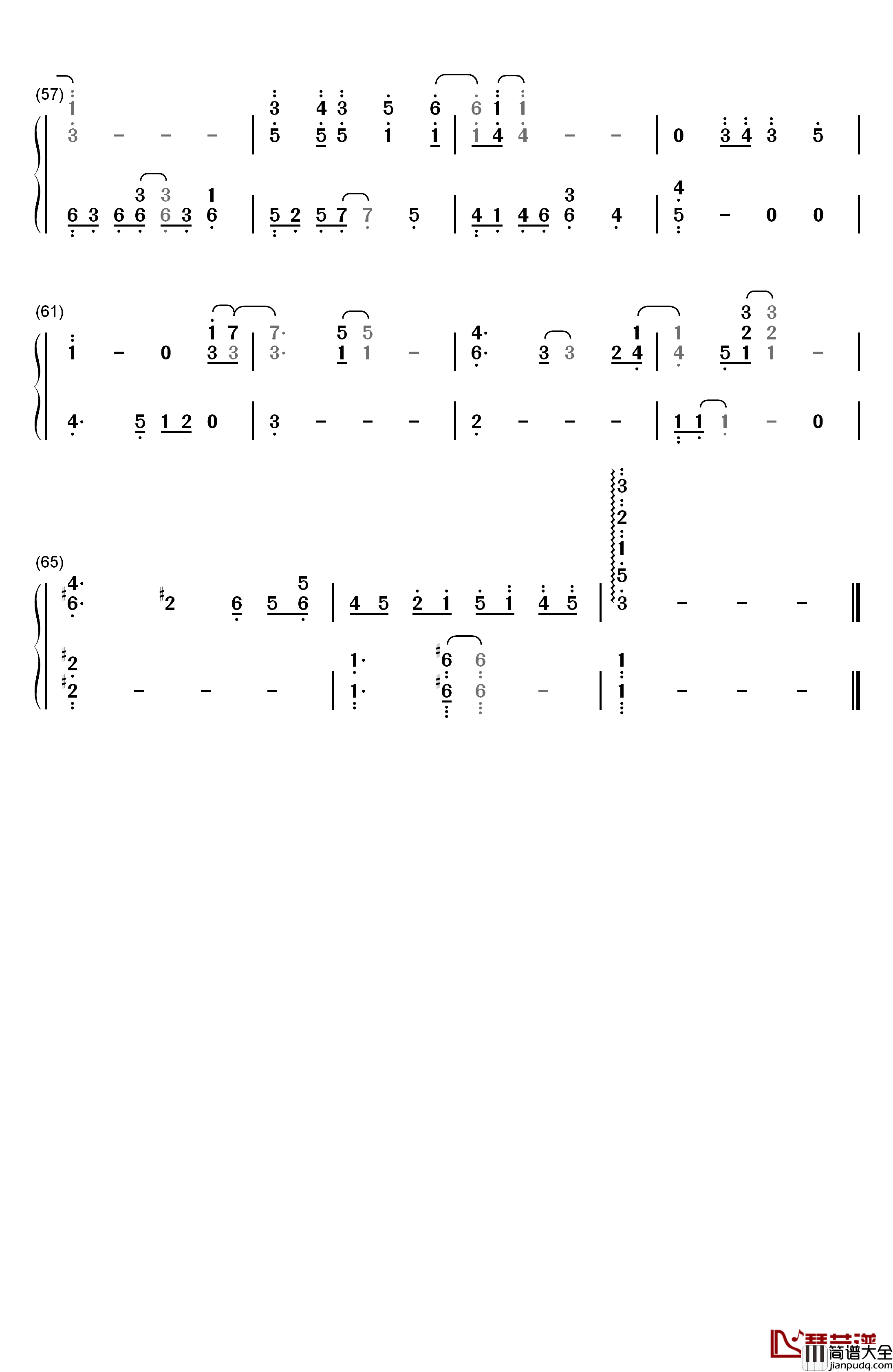 影子情人钢琴简谱_数字双手_林忆莲