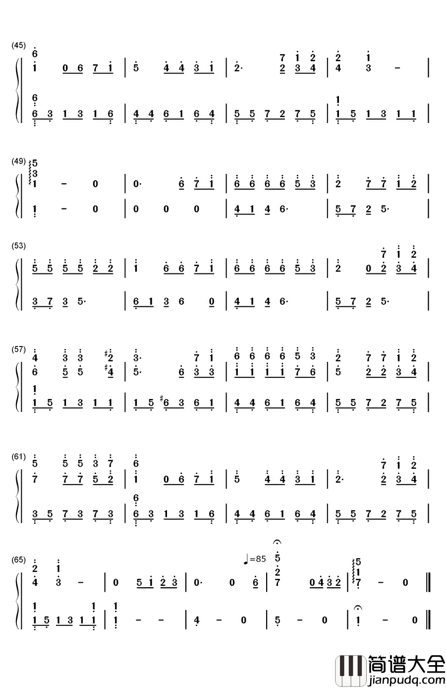 闹够了没有钢琴简谱_数字双手_赖伟锋