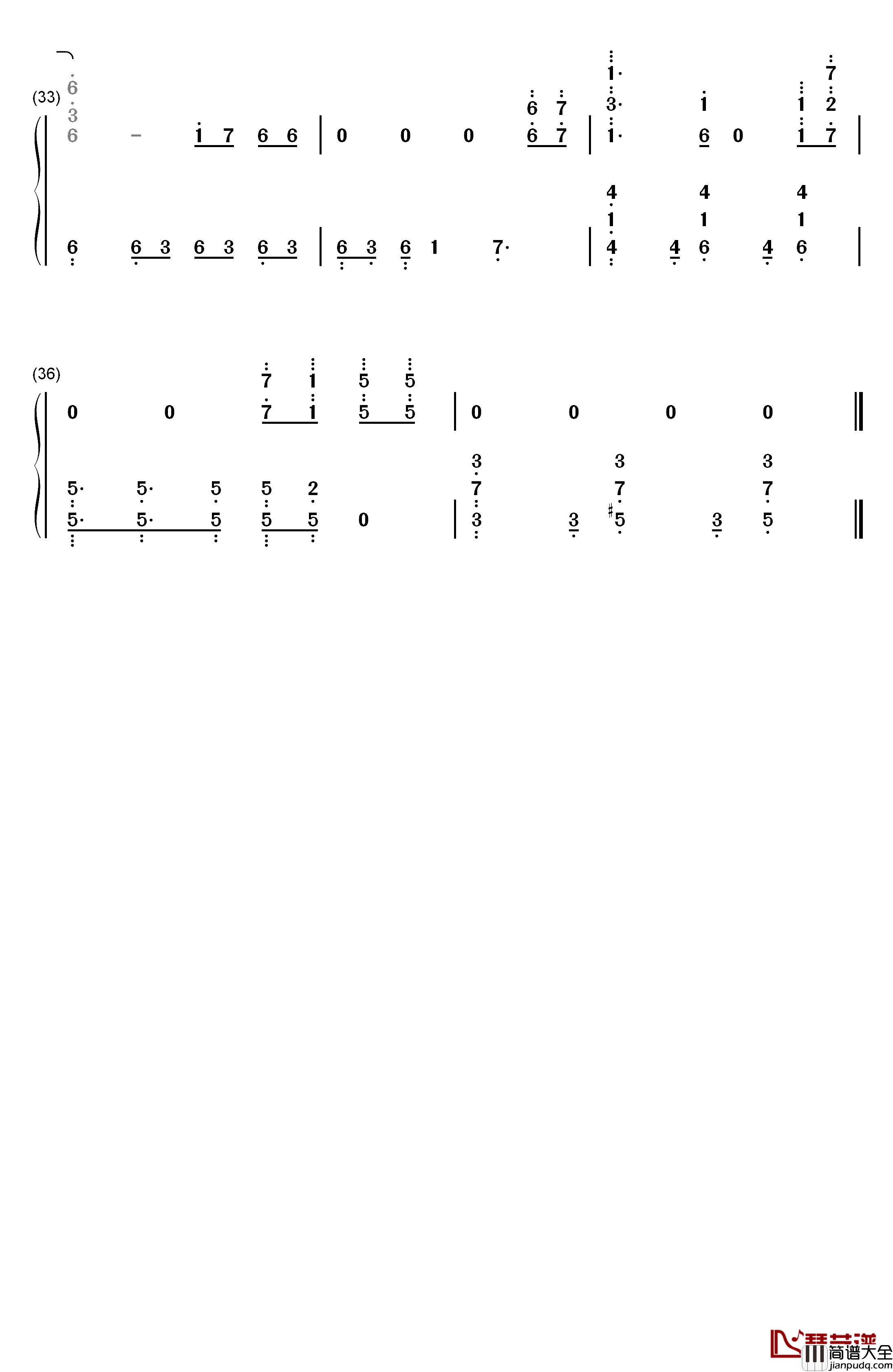 荣耀再临钢琴简谱_数字双手_大胆音组