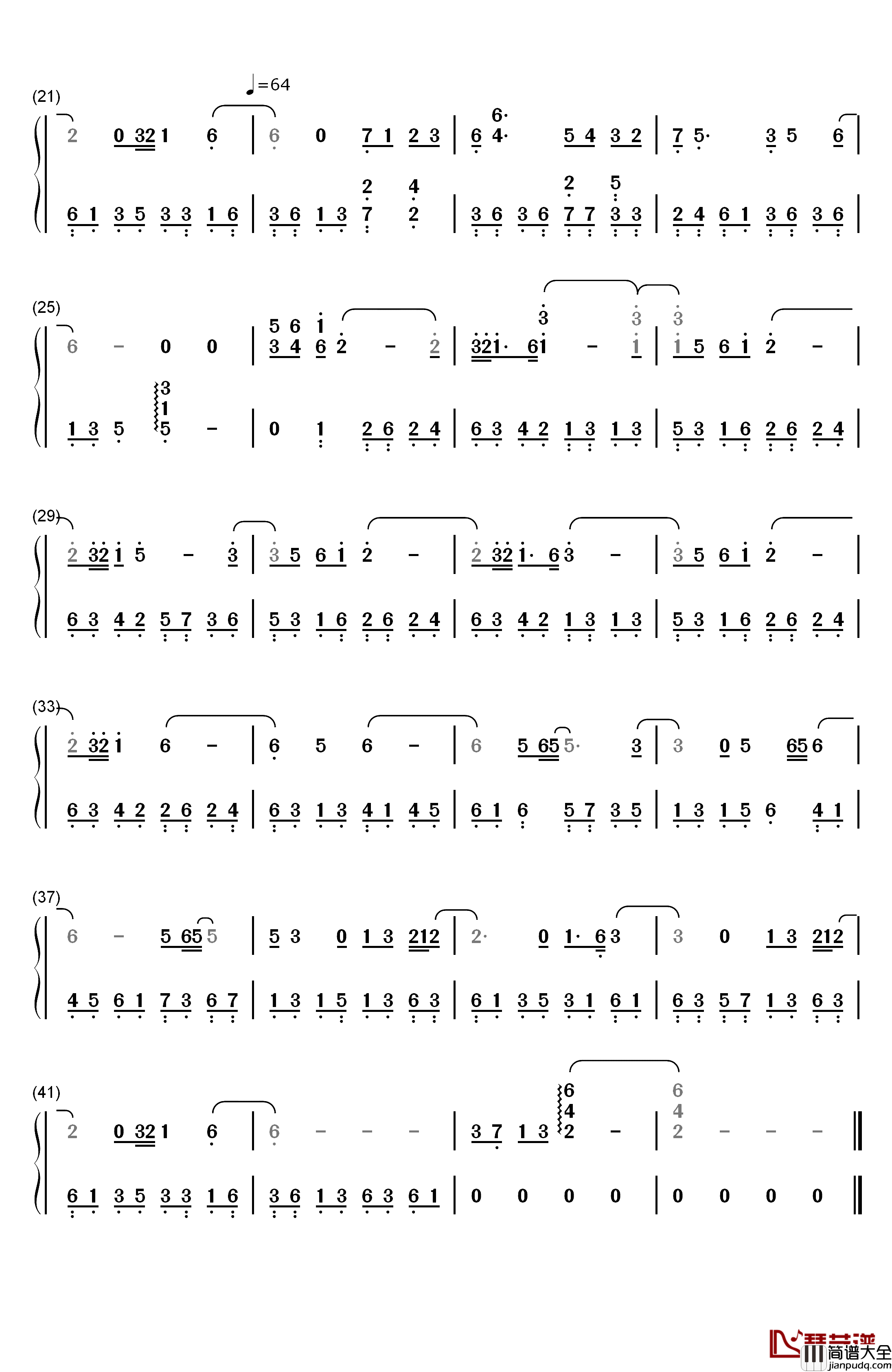 故乡的原风景钢琴简谱_数字双手_宗次郎