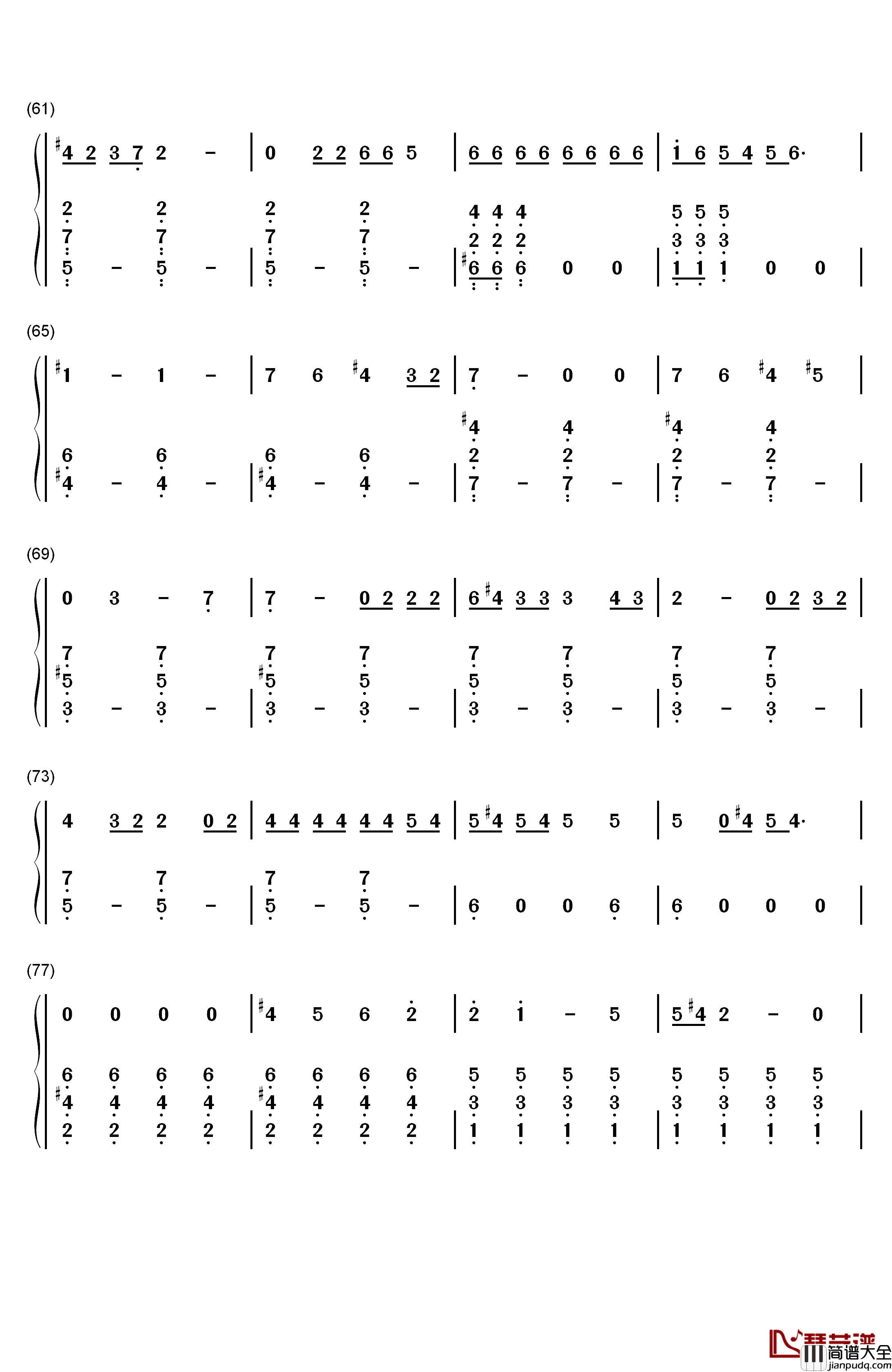 Gorilla钢琴简谱_数字双手_Bruno_Mars