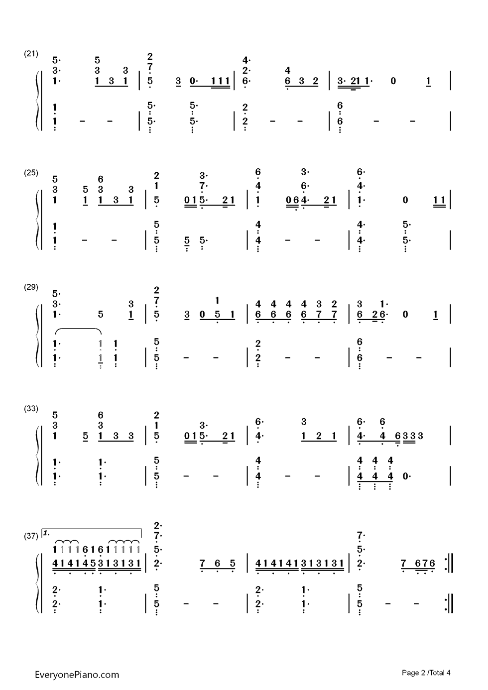 Remedy钢琴简谱_数字双手_Adele