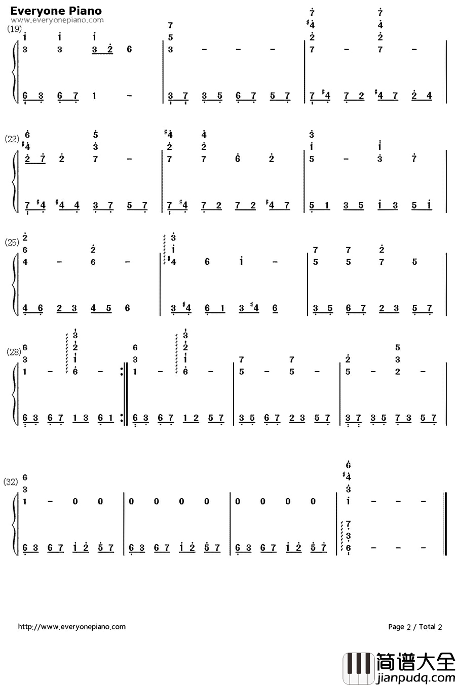 红颜劫钢琴简谱_数字双手_姚贝娜