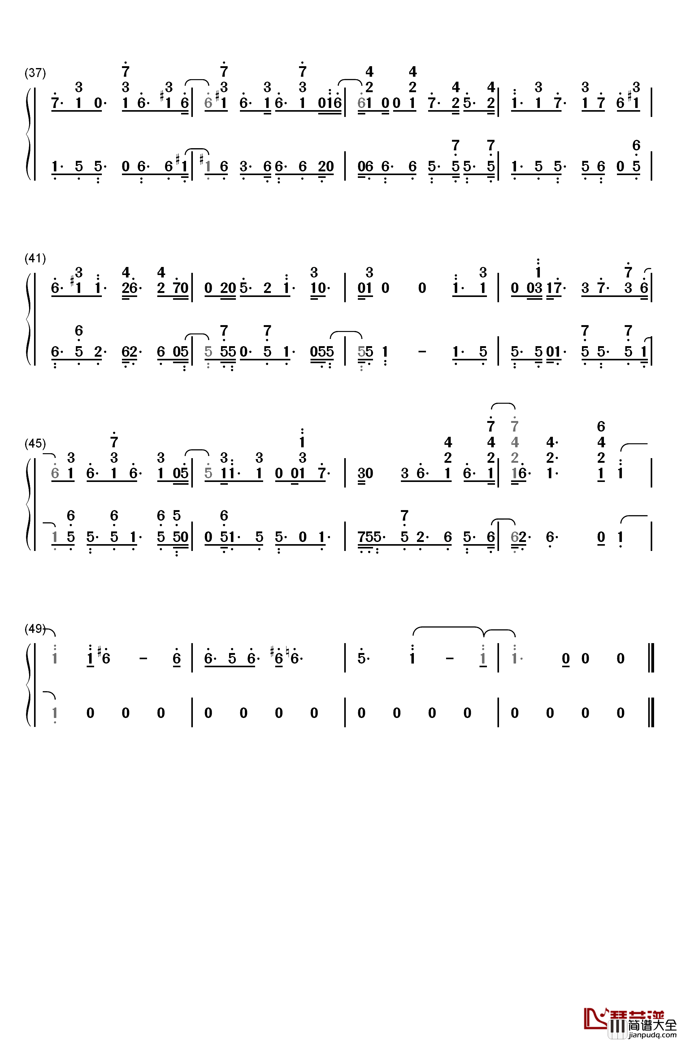 Goodbye_Farewell钢琴简谱_数字双手_Richard_Sherman