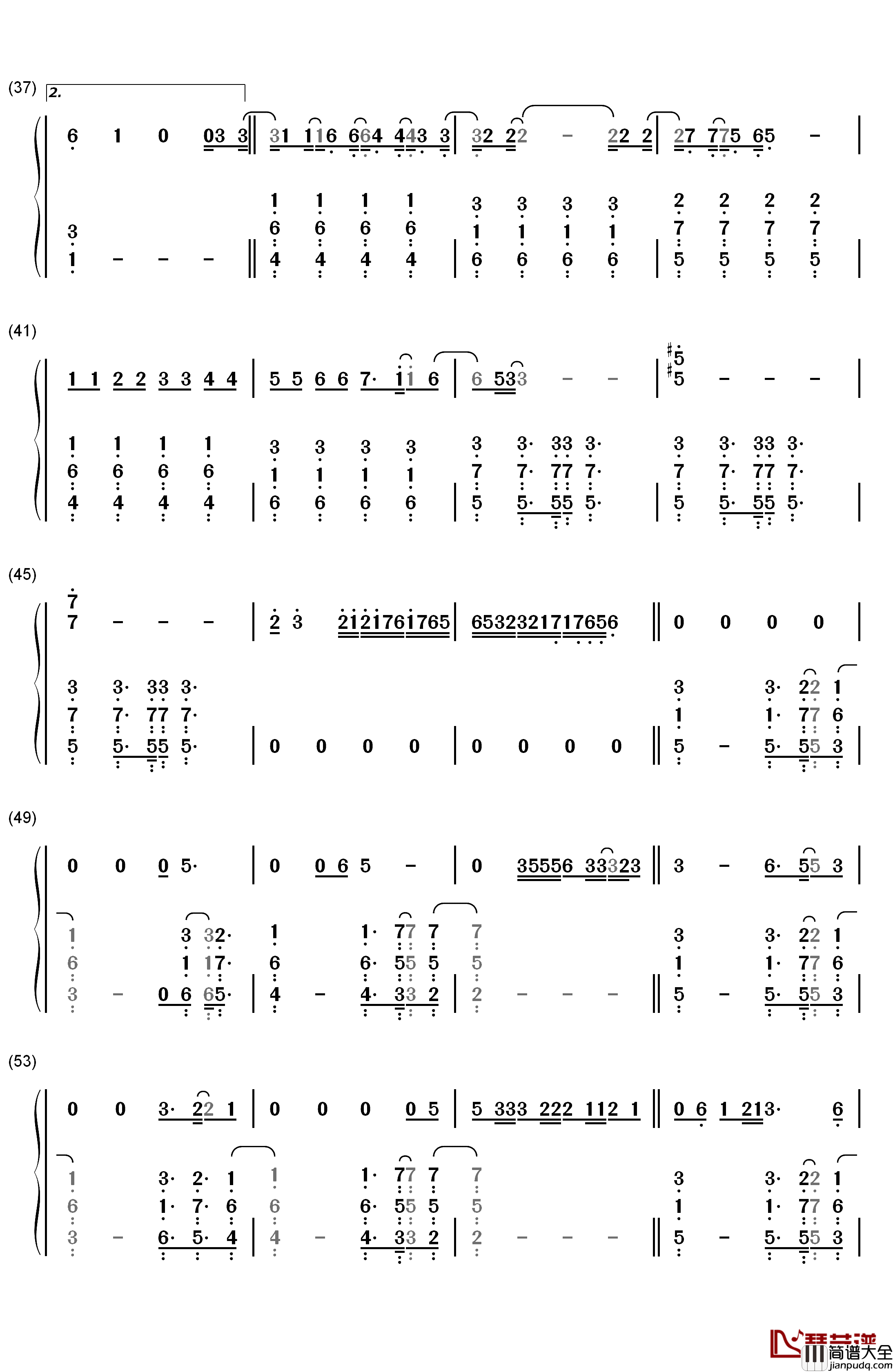 Nobody_Love钢琴简谱_数字双手_Tori_Kelly