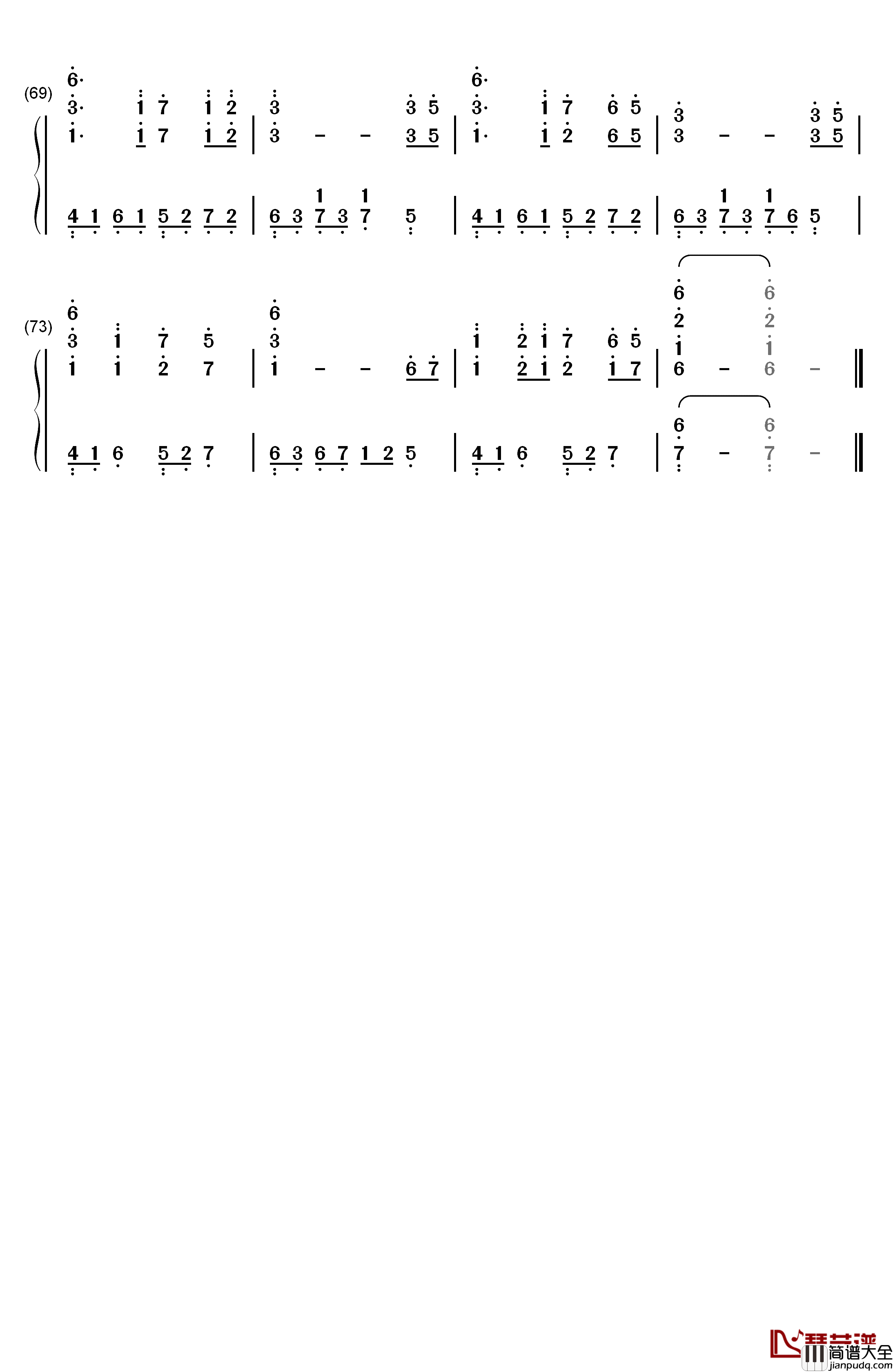 海之女神钢琴简谱_数字双手_神思者