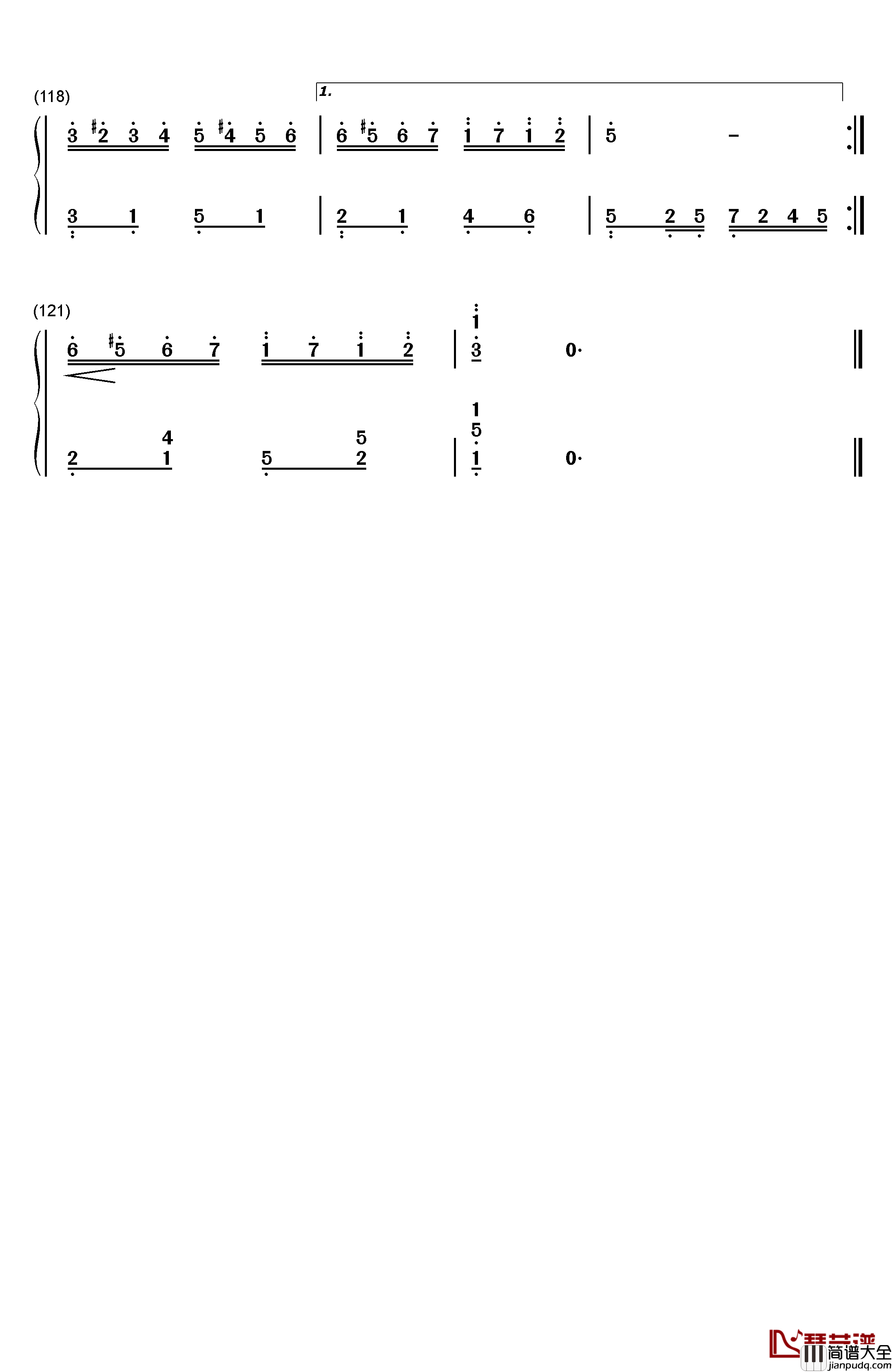 相约卡农钢琴简谱_数字双手_林隆璇