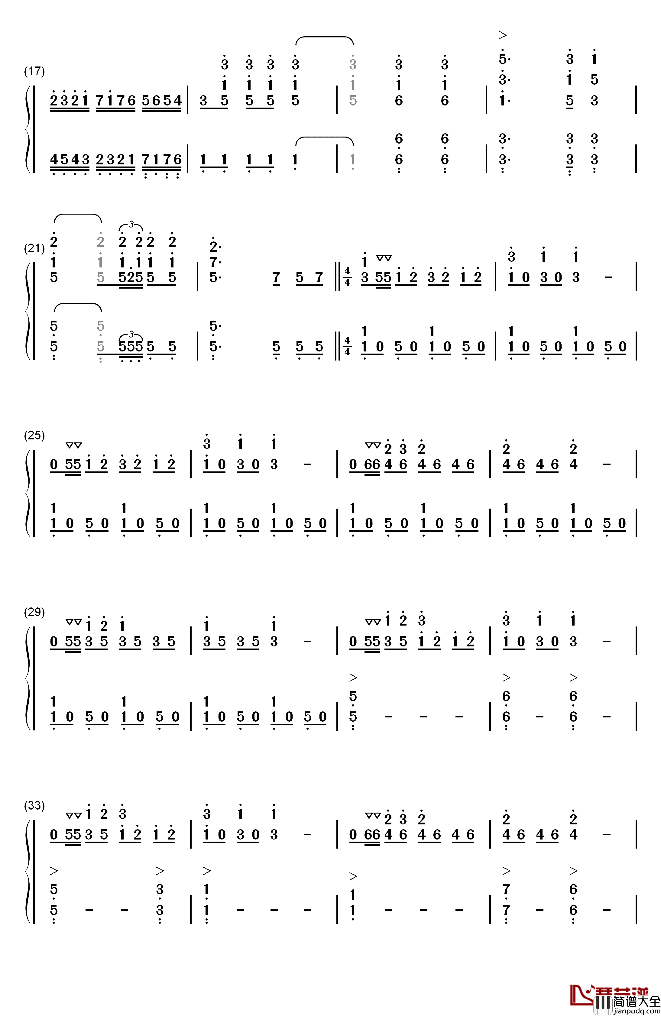 1812序曲钢琴简谱_数字双手_柴科夫斯基