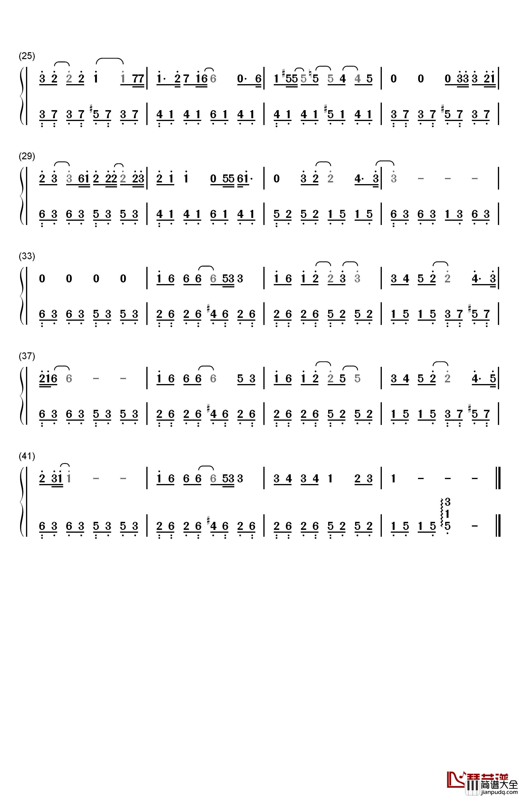 时间停了钢琴简谱_数字双手_鹿晗