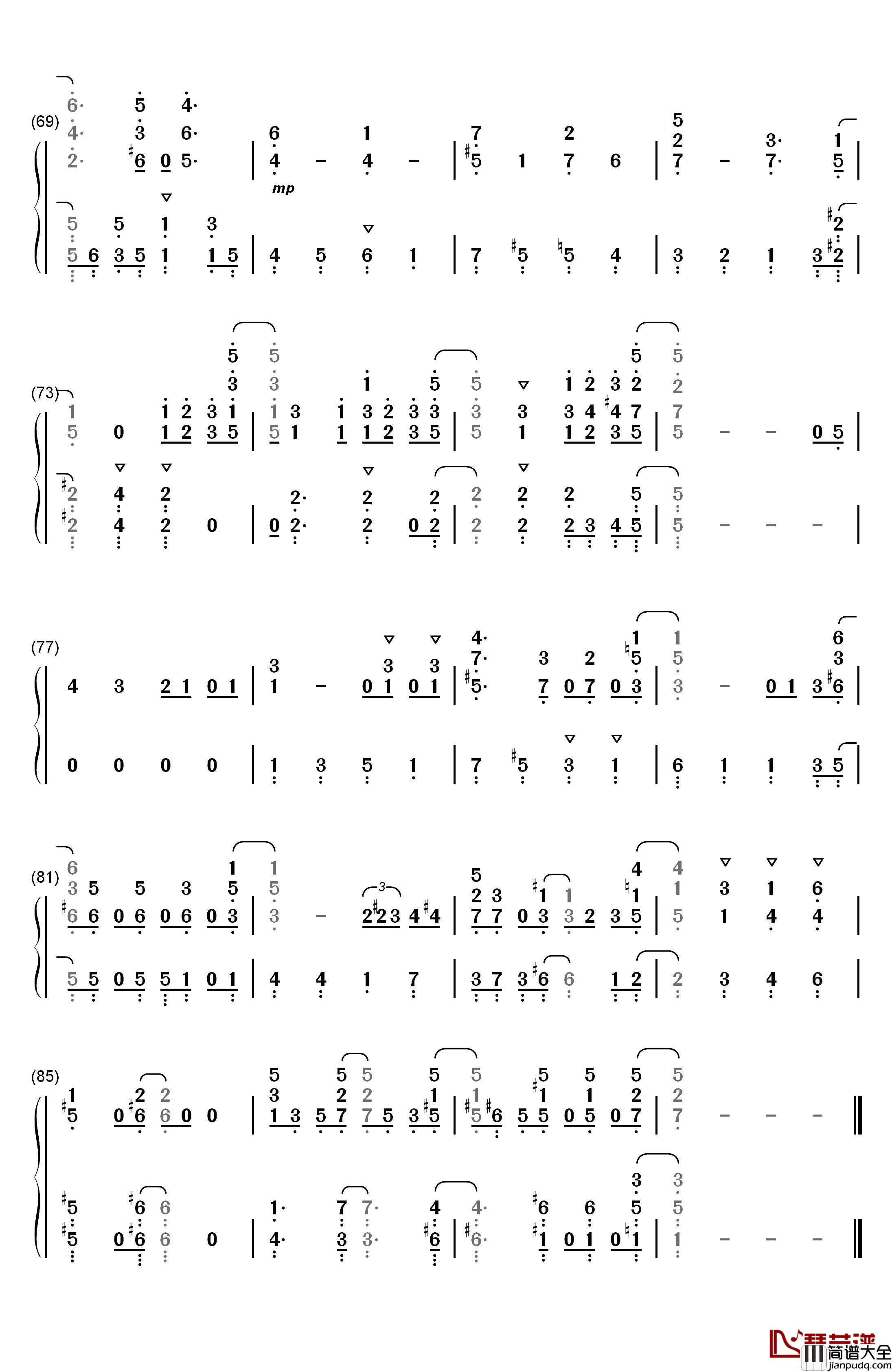 Bitter_Sweet_Harmony钢琴简谱_数字双手_中岛爱