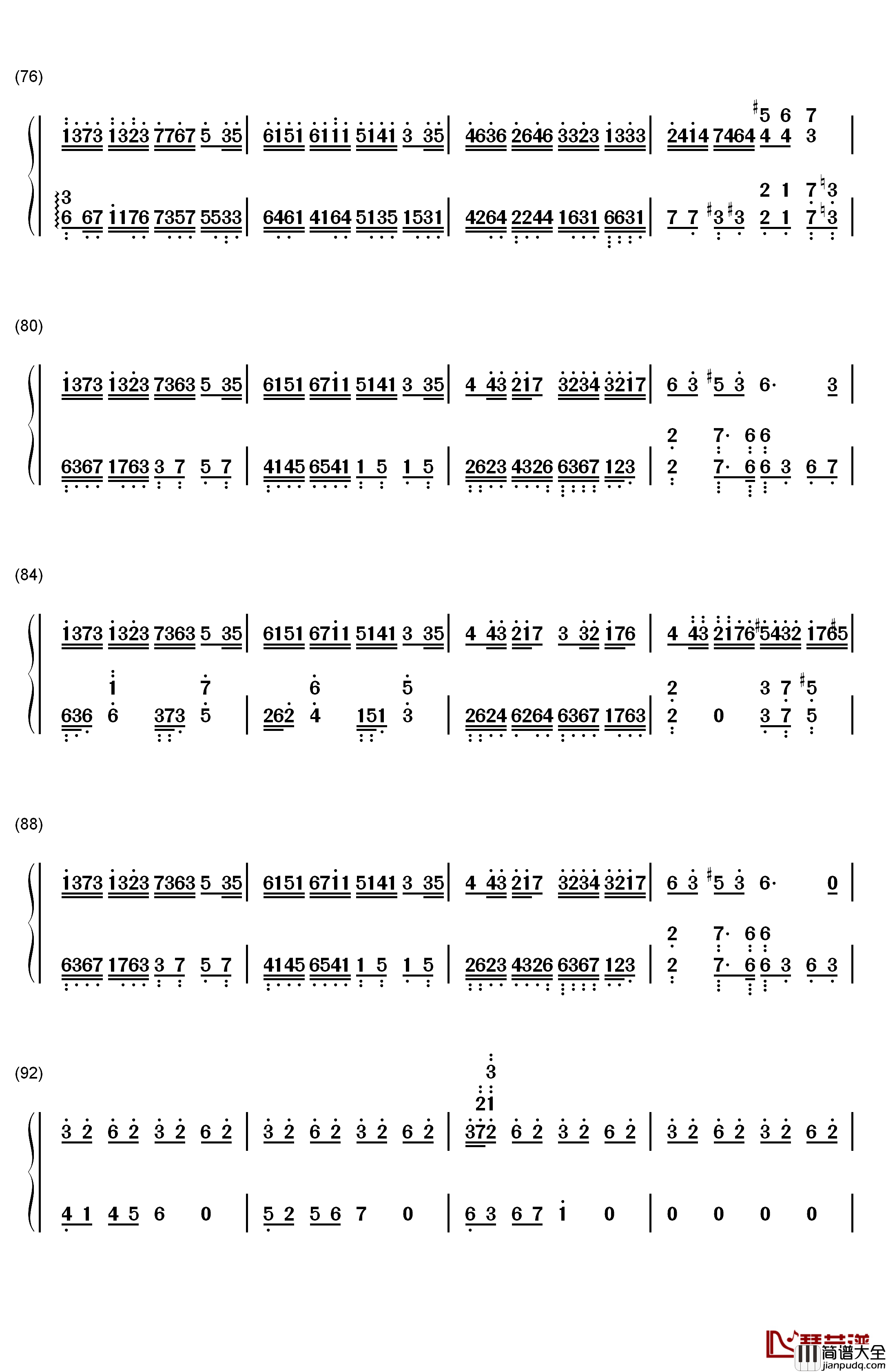 Flower_Dance钢琴简谱_数字双手_Dj_Okawari