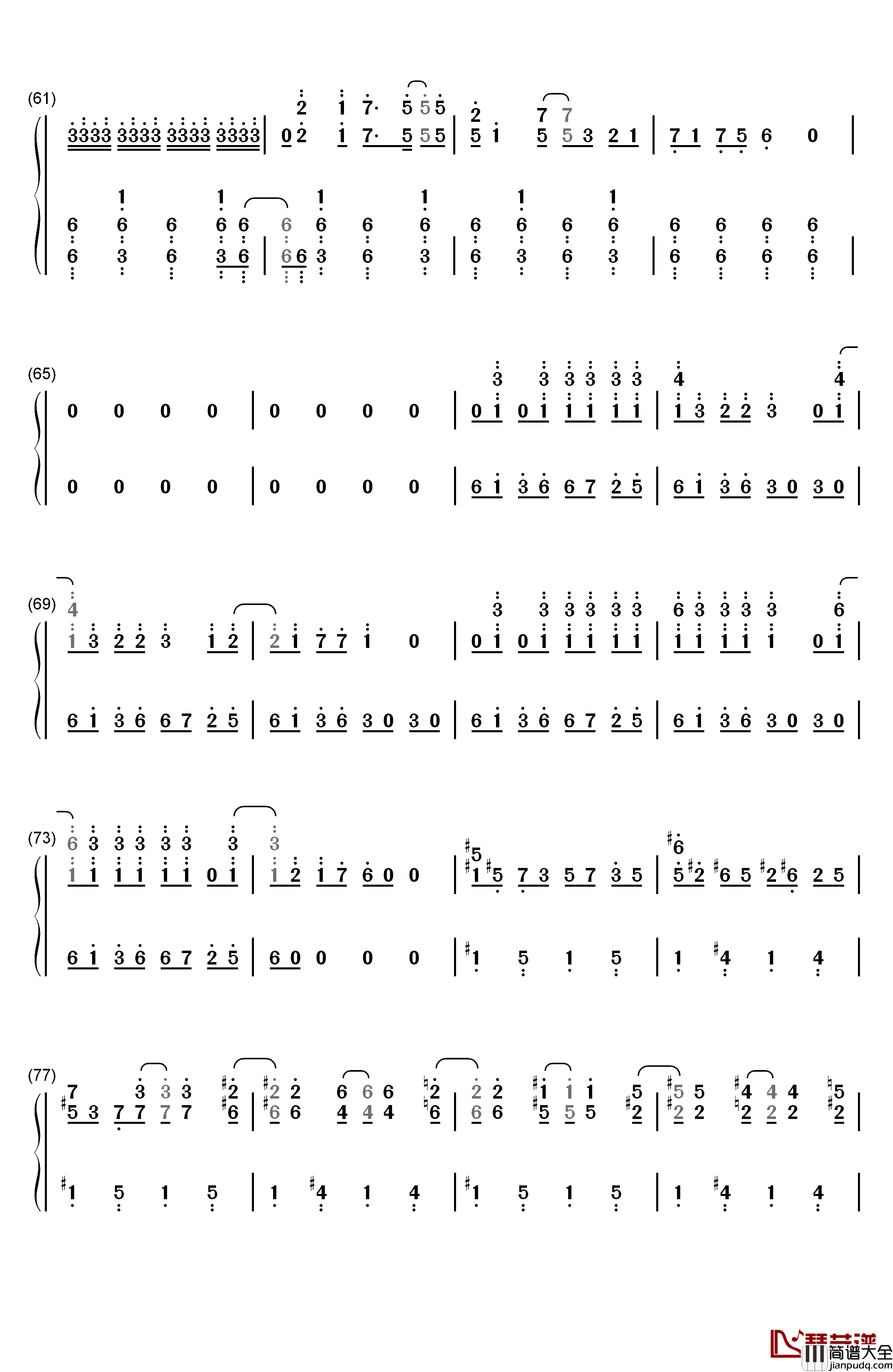 マトリョシカ钢琴简谱_数字双手_触手猴