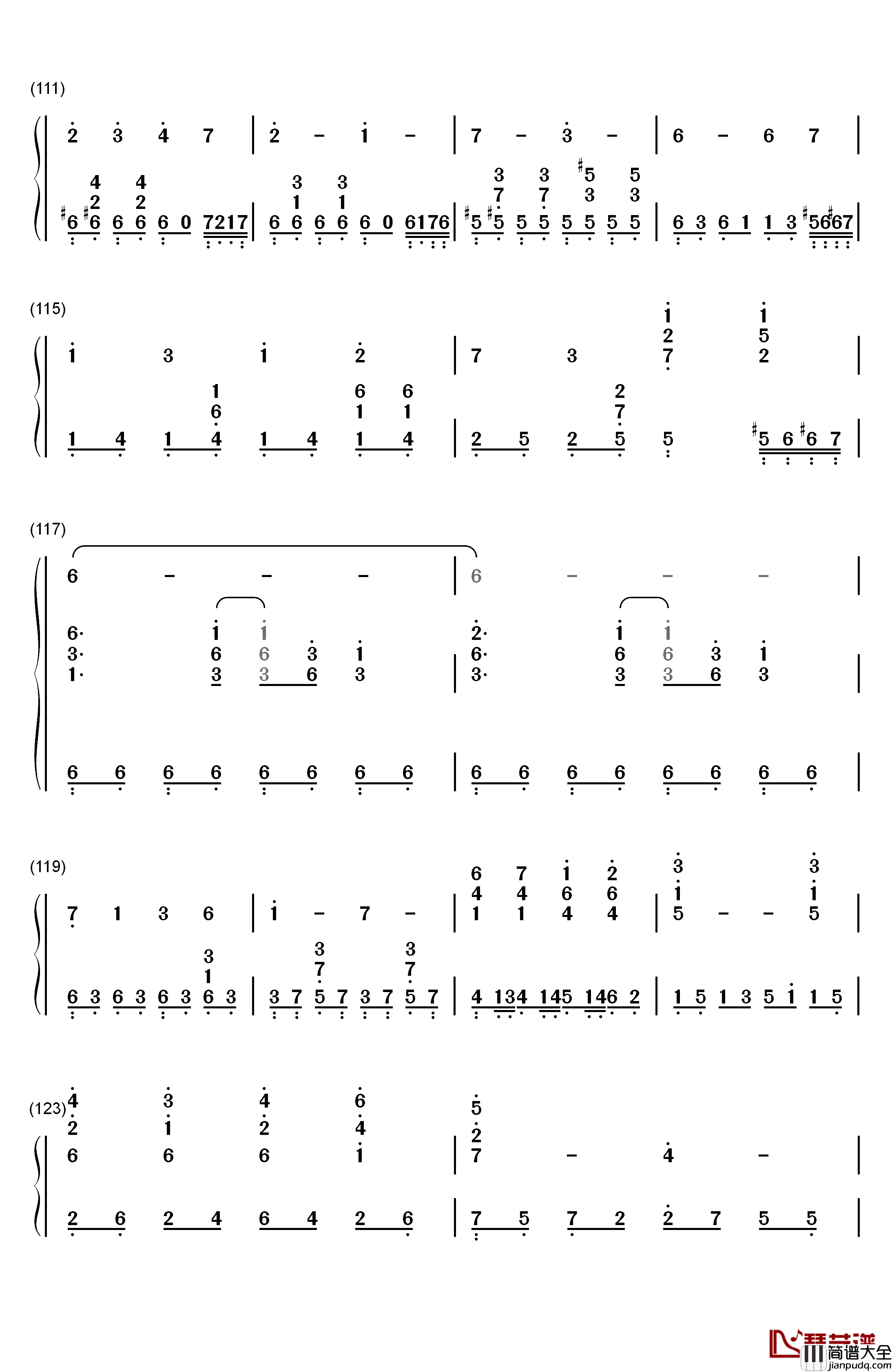 风屿钢琴简谱_数字双手_埋葬