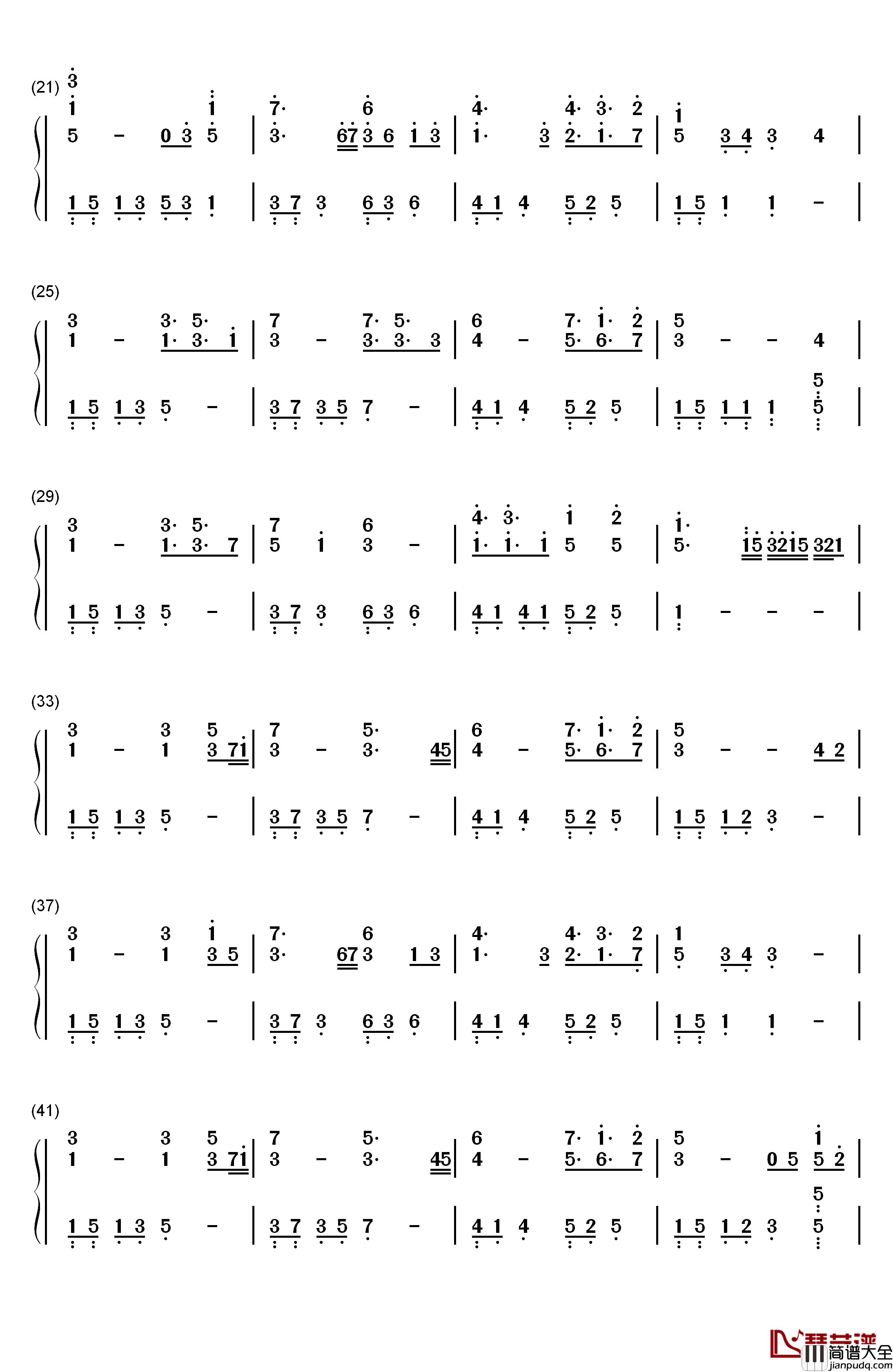 爸爸钢琴简谱_数字双手_鸟叔(PSY)