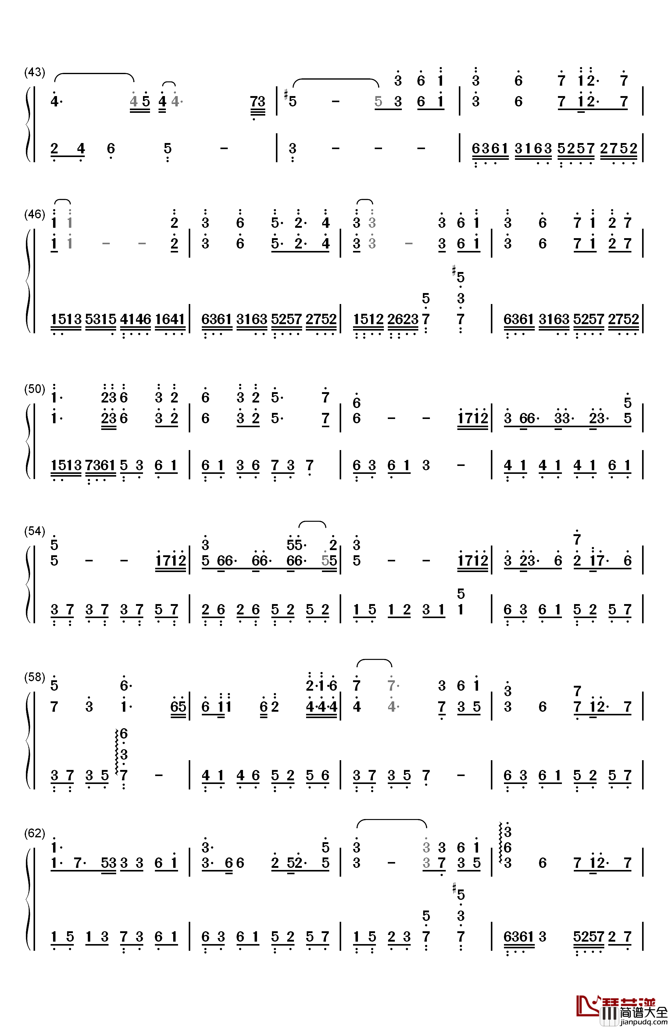 以沫钢琴简谱_数字双手_奇然_小魂