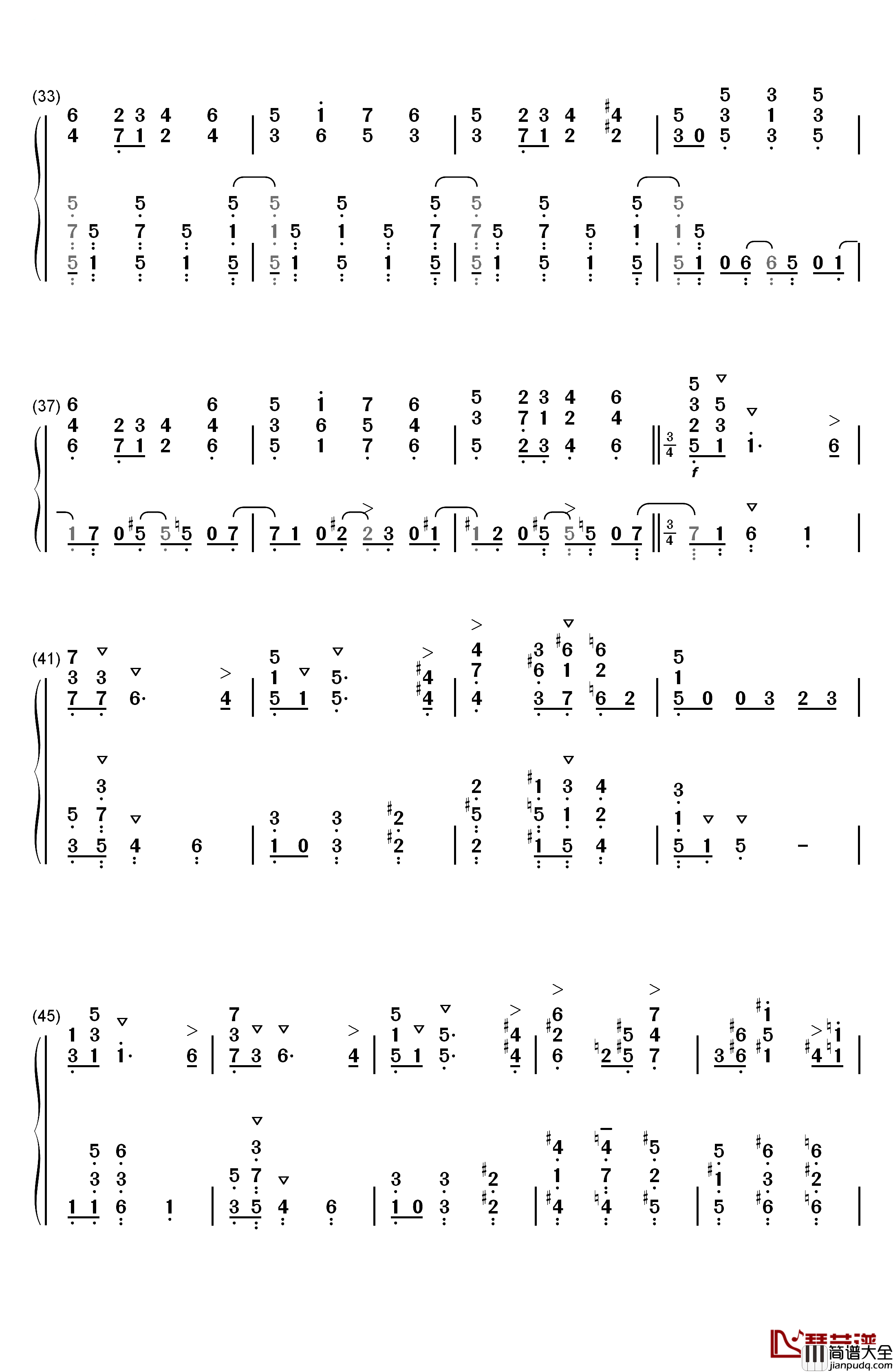 六月船歌钢琴简谱_数字双手_柴可夫斯基__Tchaikovsky